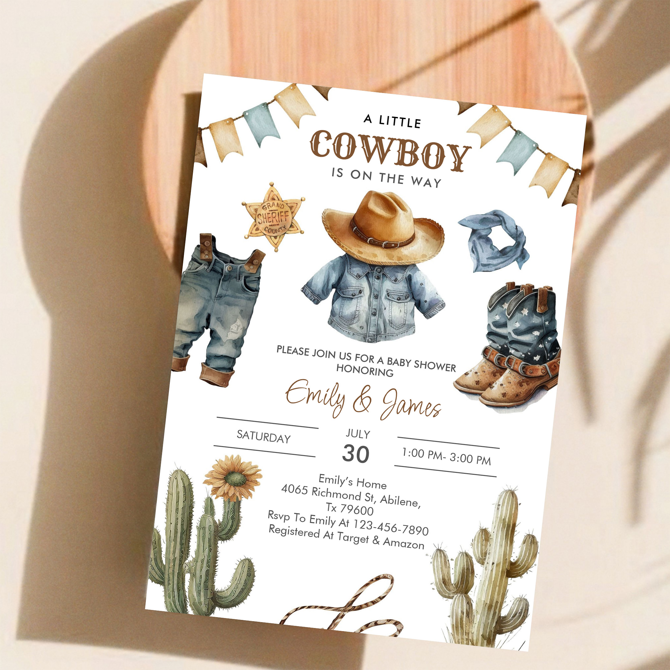 A Little Cowboy Is On The Way Western Baby Shower Invitation - Image 11