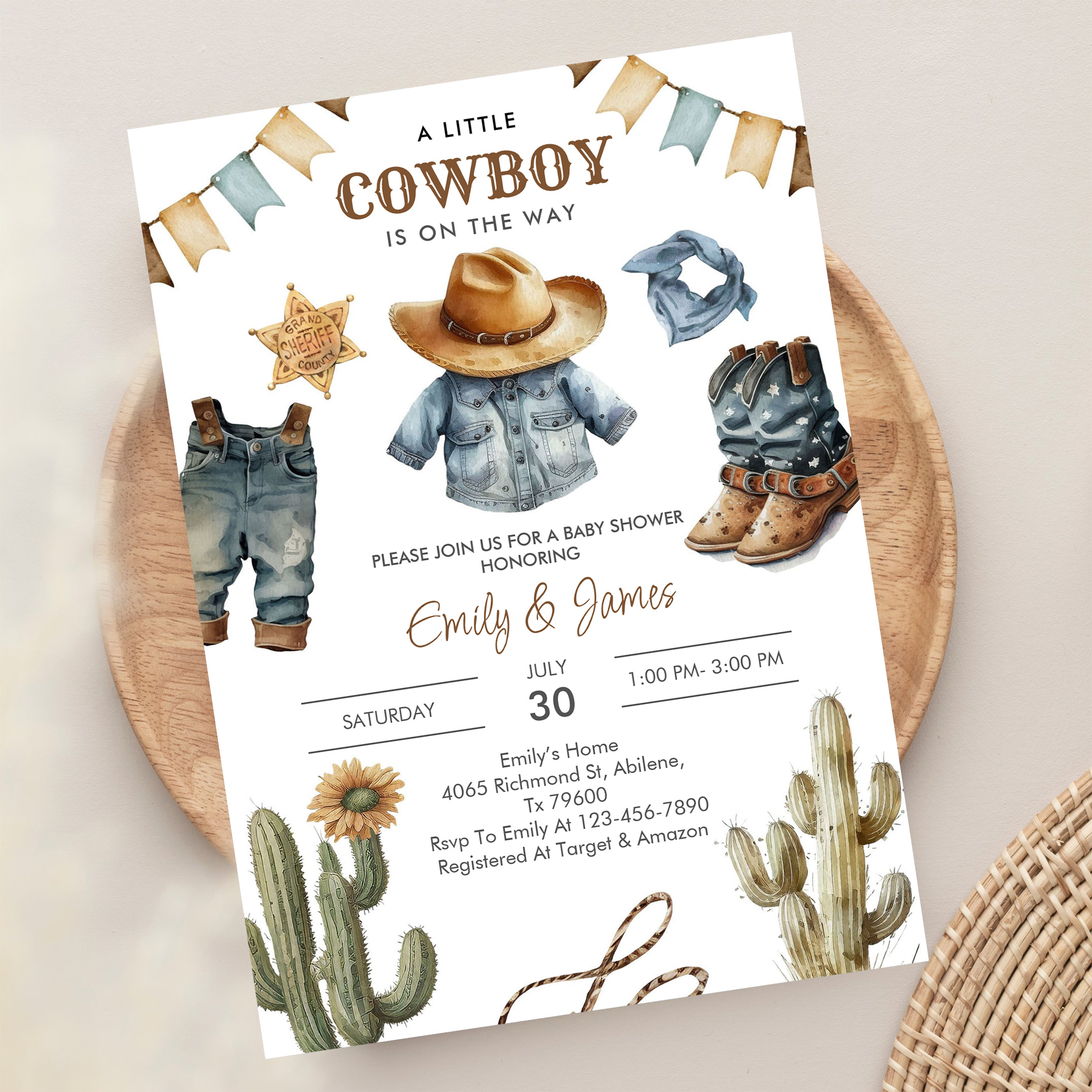 A Little Cowboy Is On The Way Western Baby Shower Invitation - Image 13