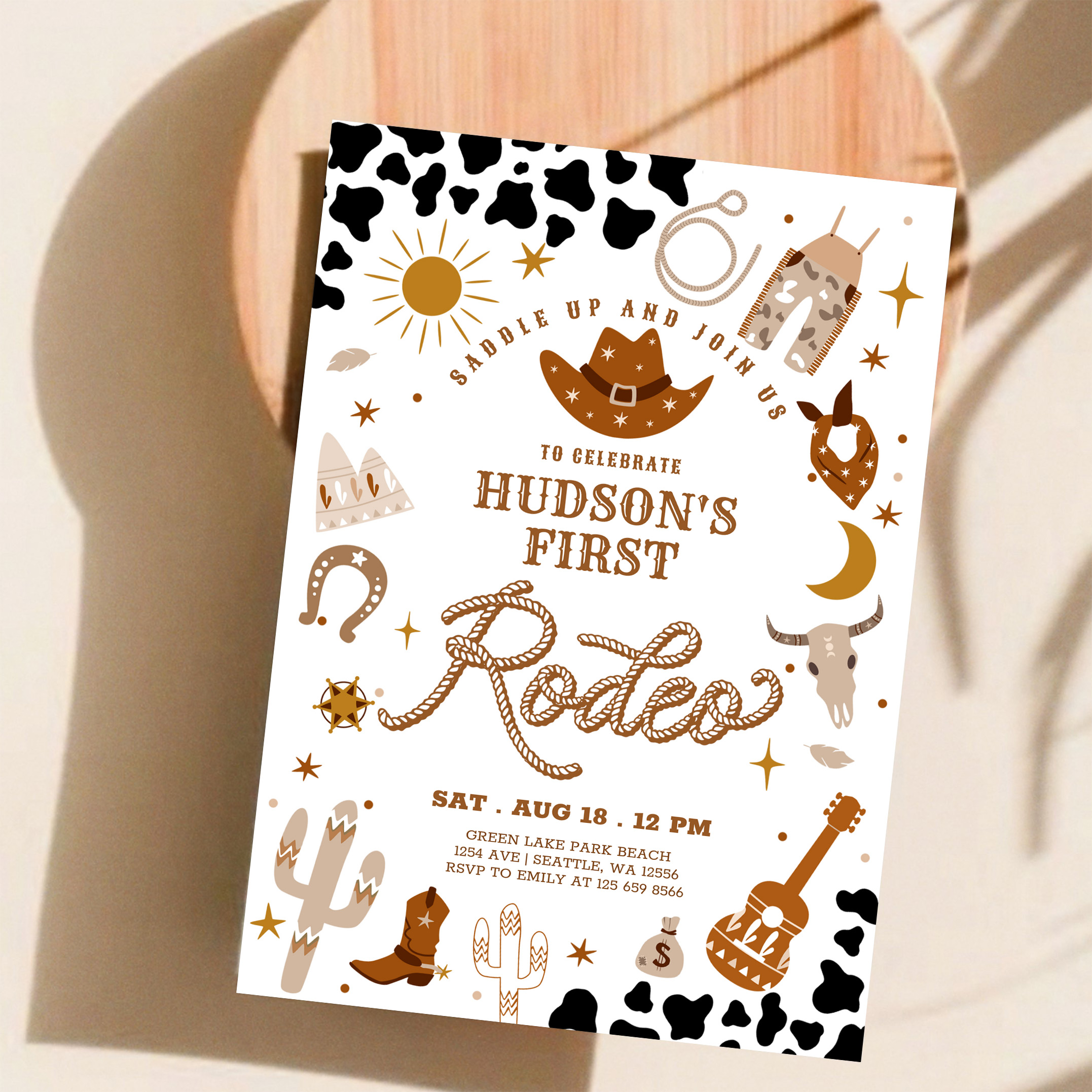 Any Age Cowboy My First Rodeo Birthday Invitation - Image 11