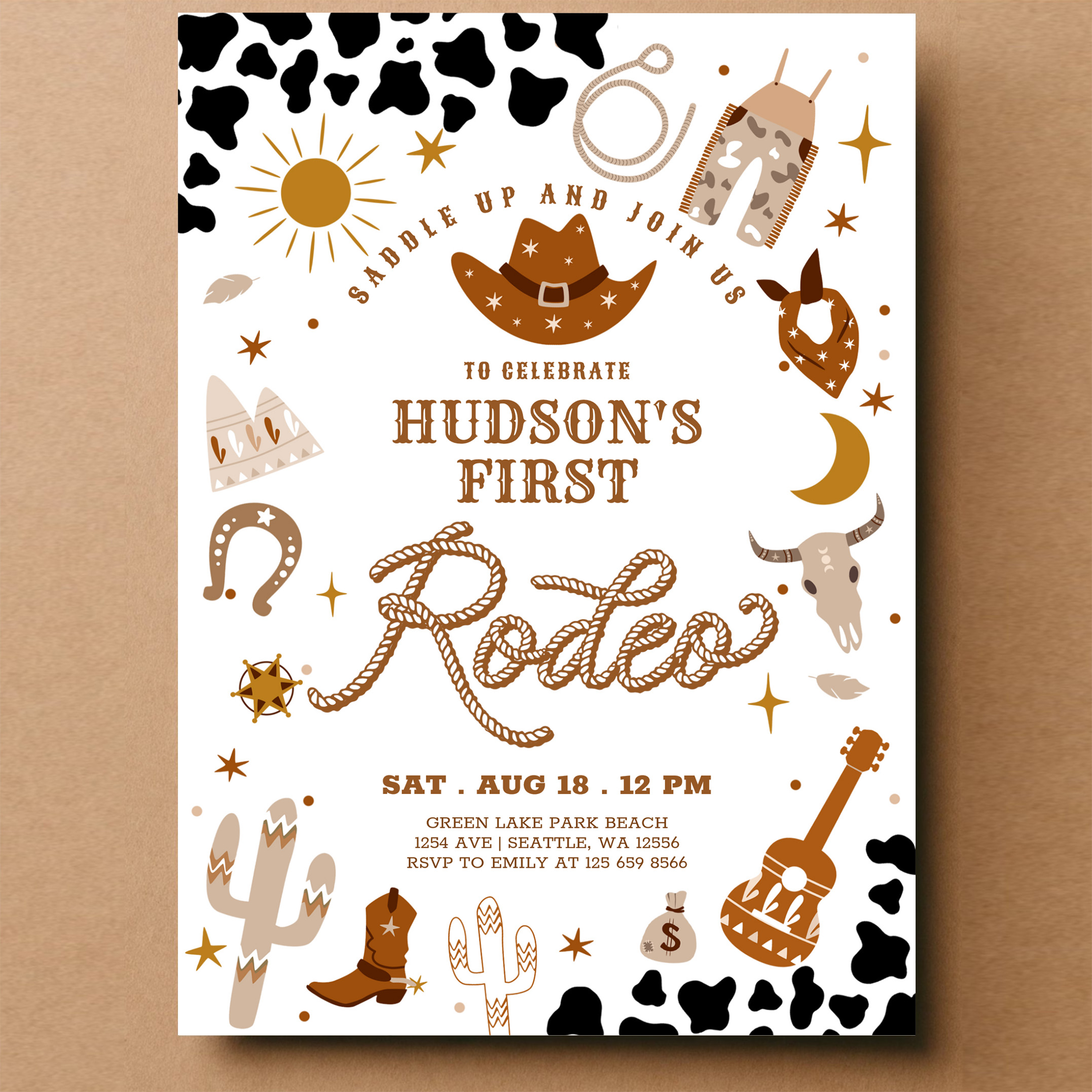 Any Age Cowboy My First Rodeo Birthday Invitation - Image 14