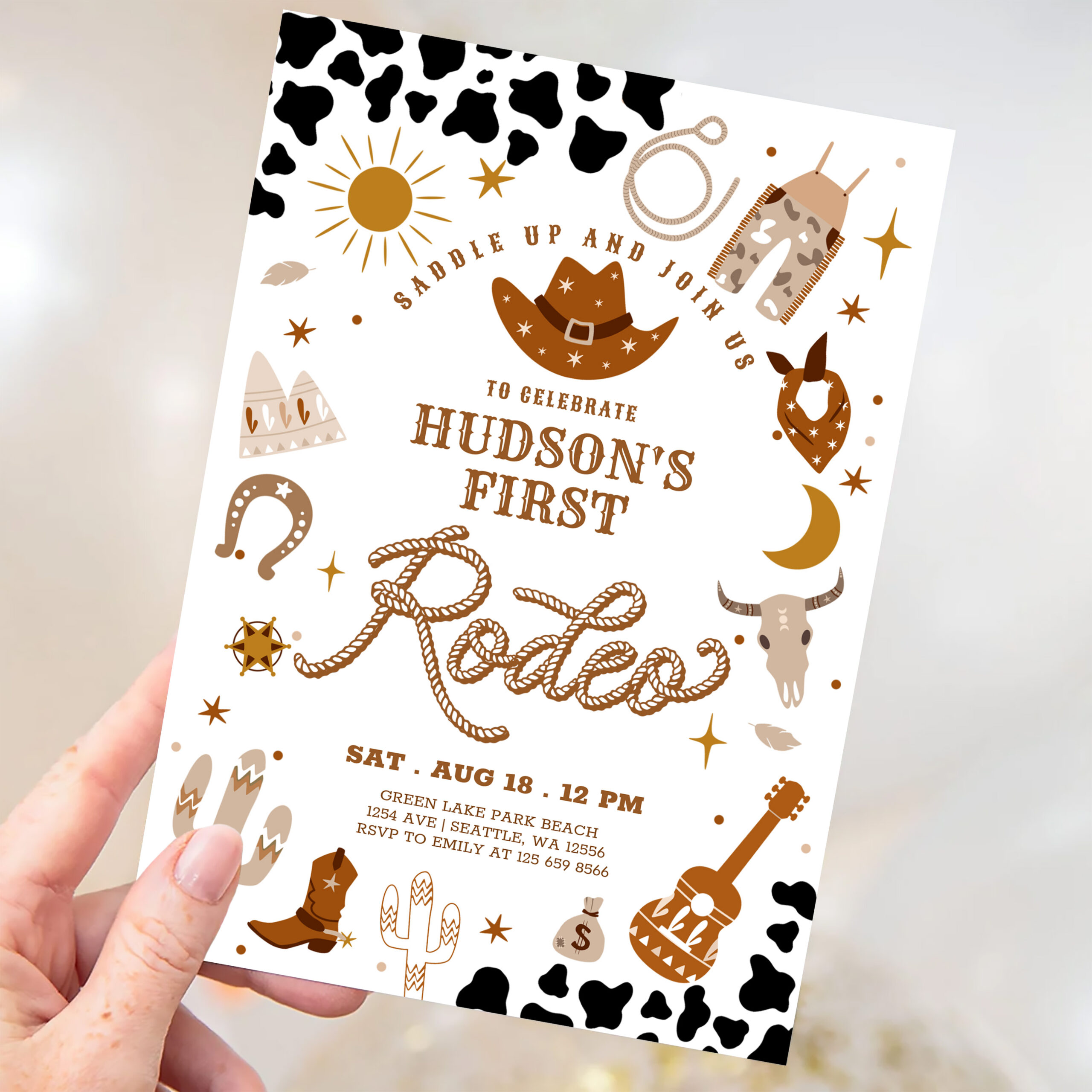 Any Age Cowboy My First Rodeo Birthday Invitation - Image 3