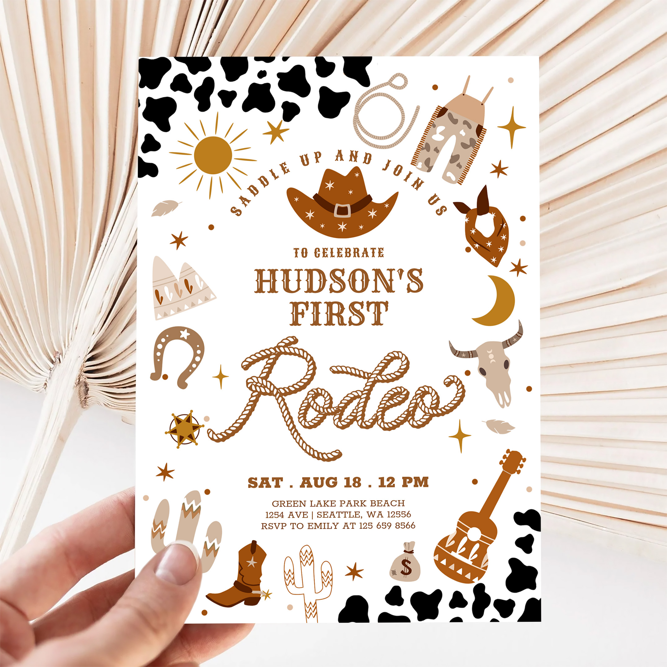 Any Age Cowboy My First Rodeo Birthday Invitation - Image 5