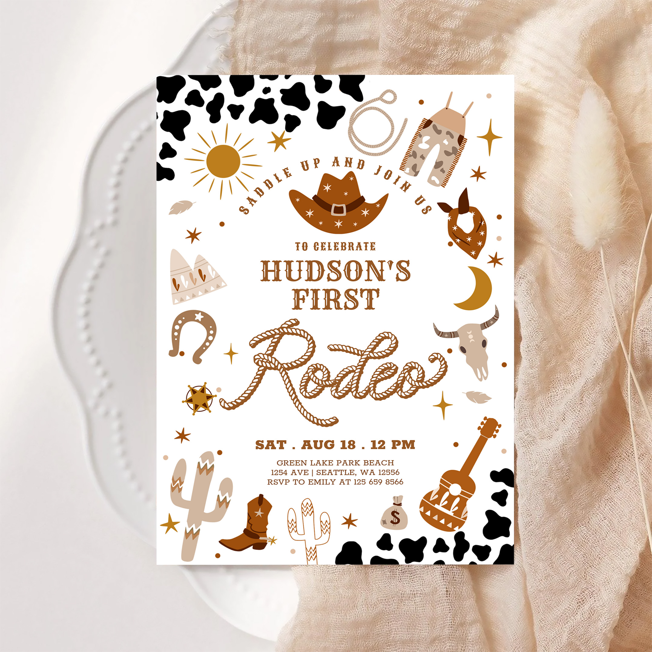 Any Age Cowboy My First Rodeo Birthday Invitation - Image 6