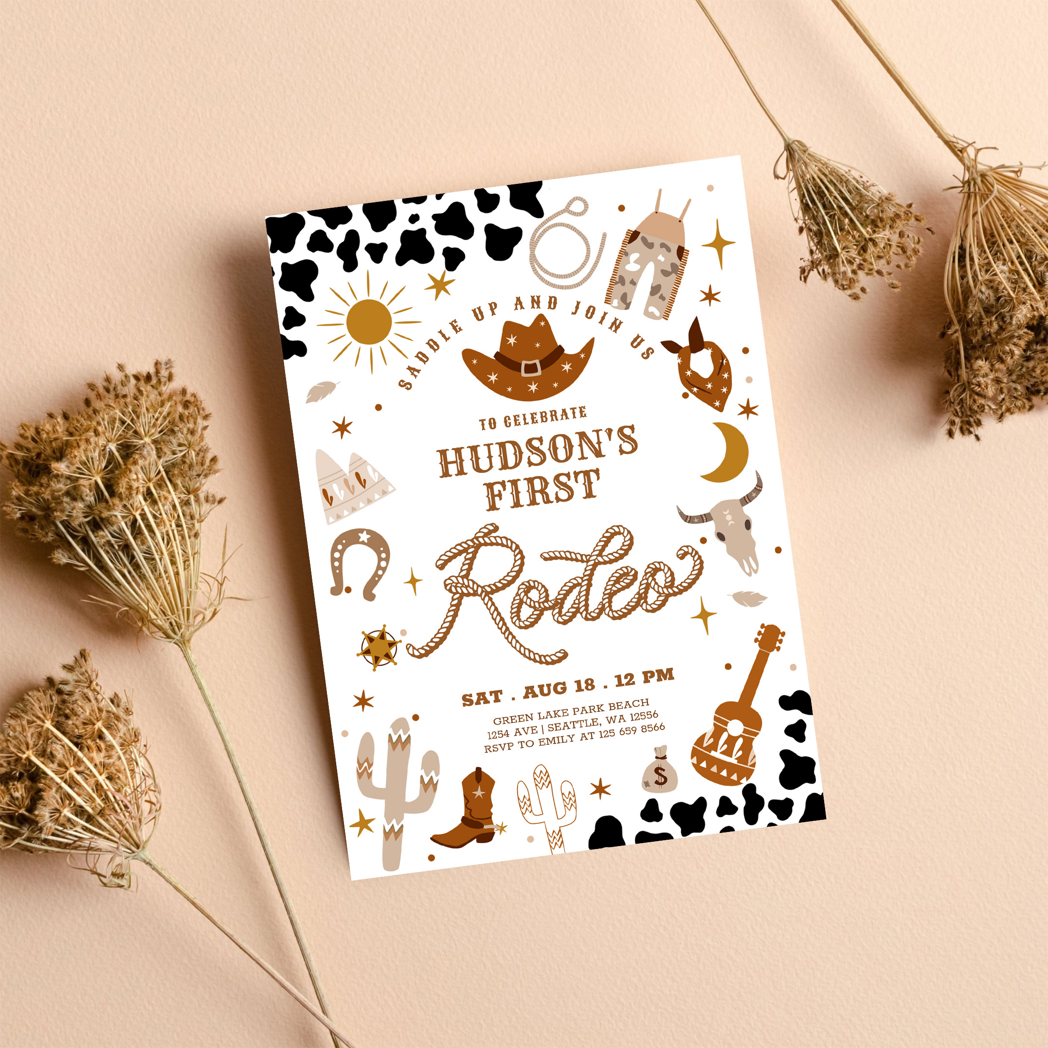 Any Age Cowboy My First Rodeo Birthday Invitation - Image 8