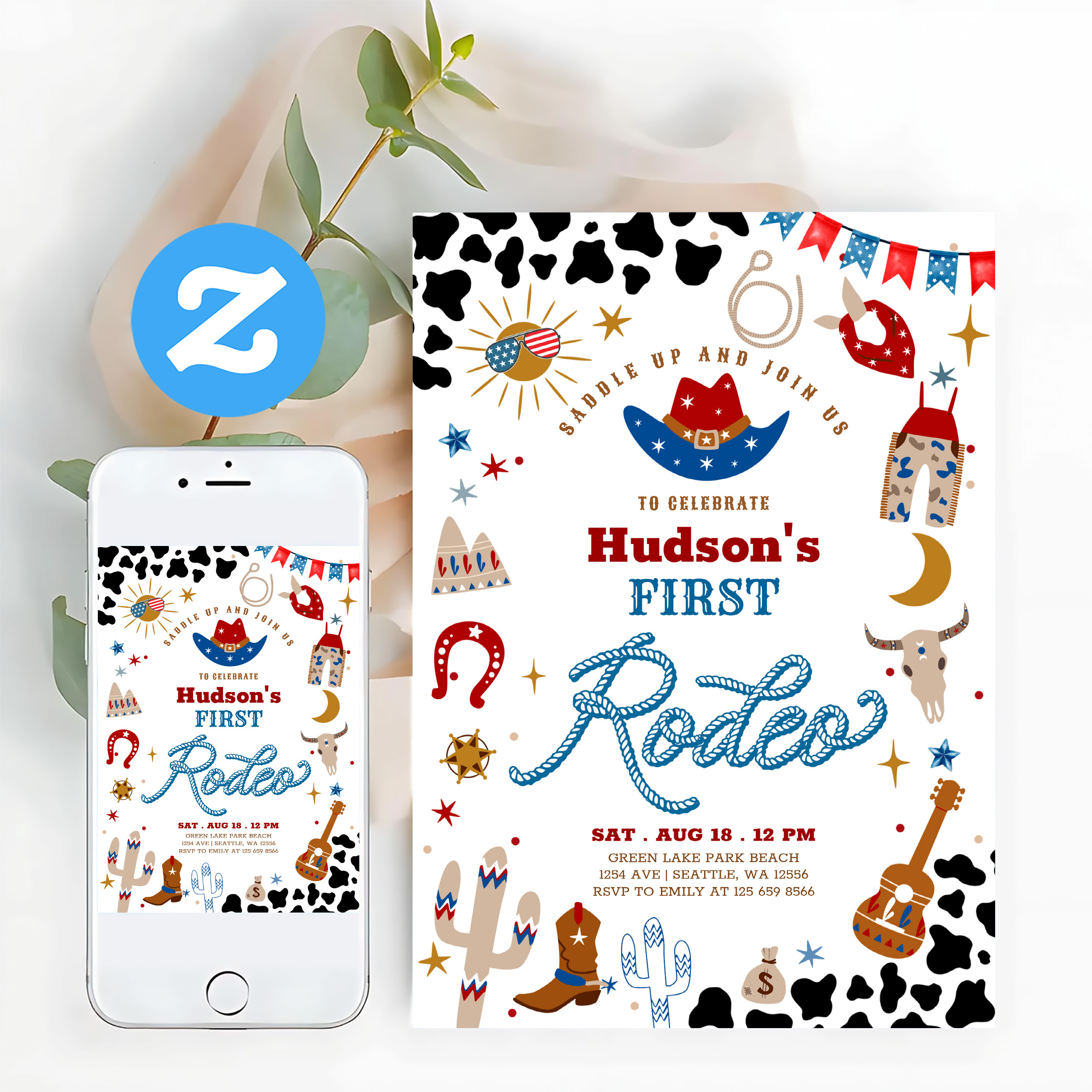 Any Age Cowboy My First Rodeo Birthday Invitation - Image 12