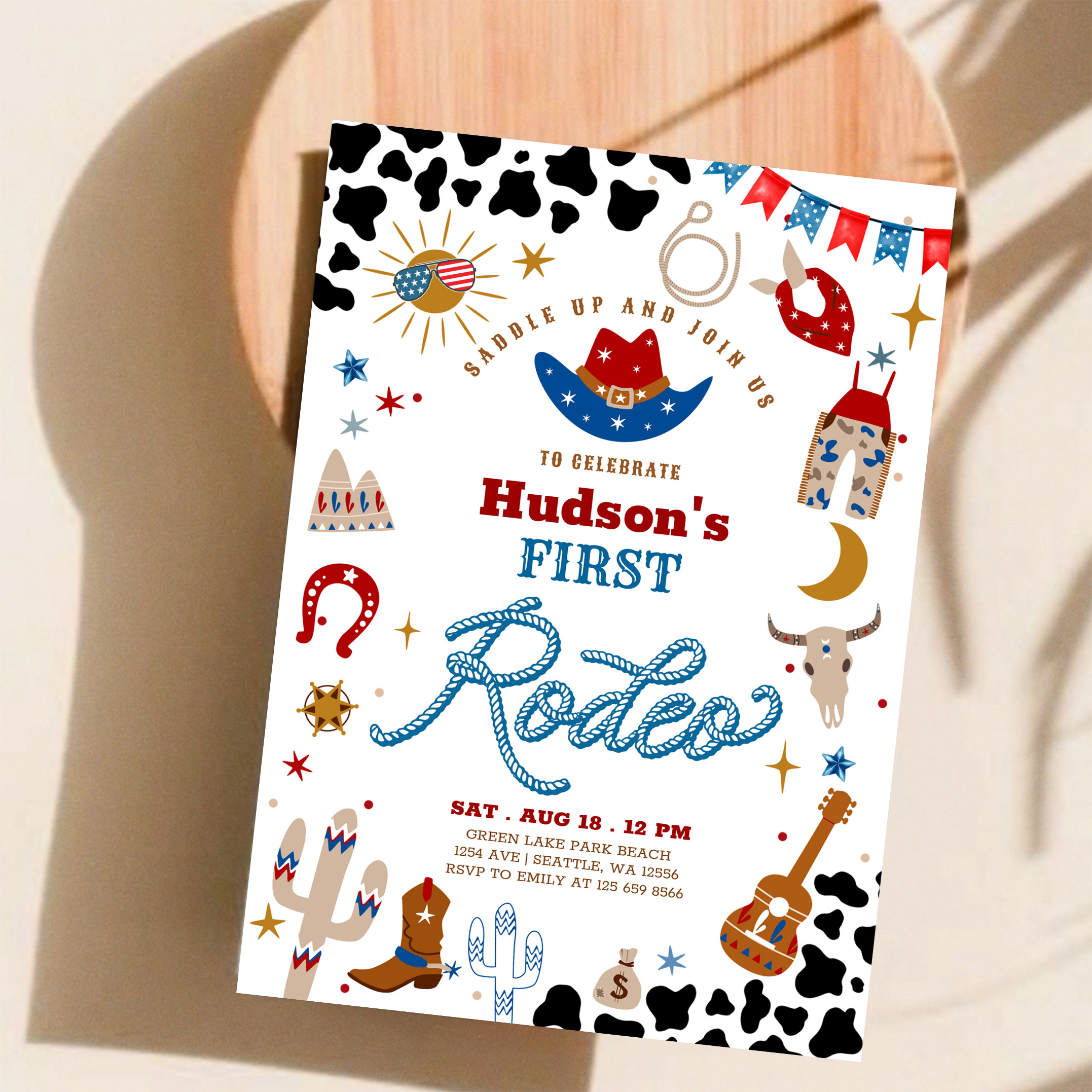 Any Age Cowboy My First Rodeo Birthday Invitation - Image 11