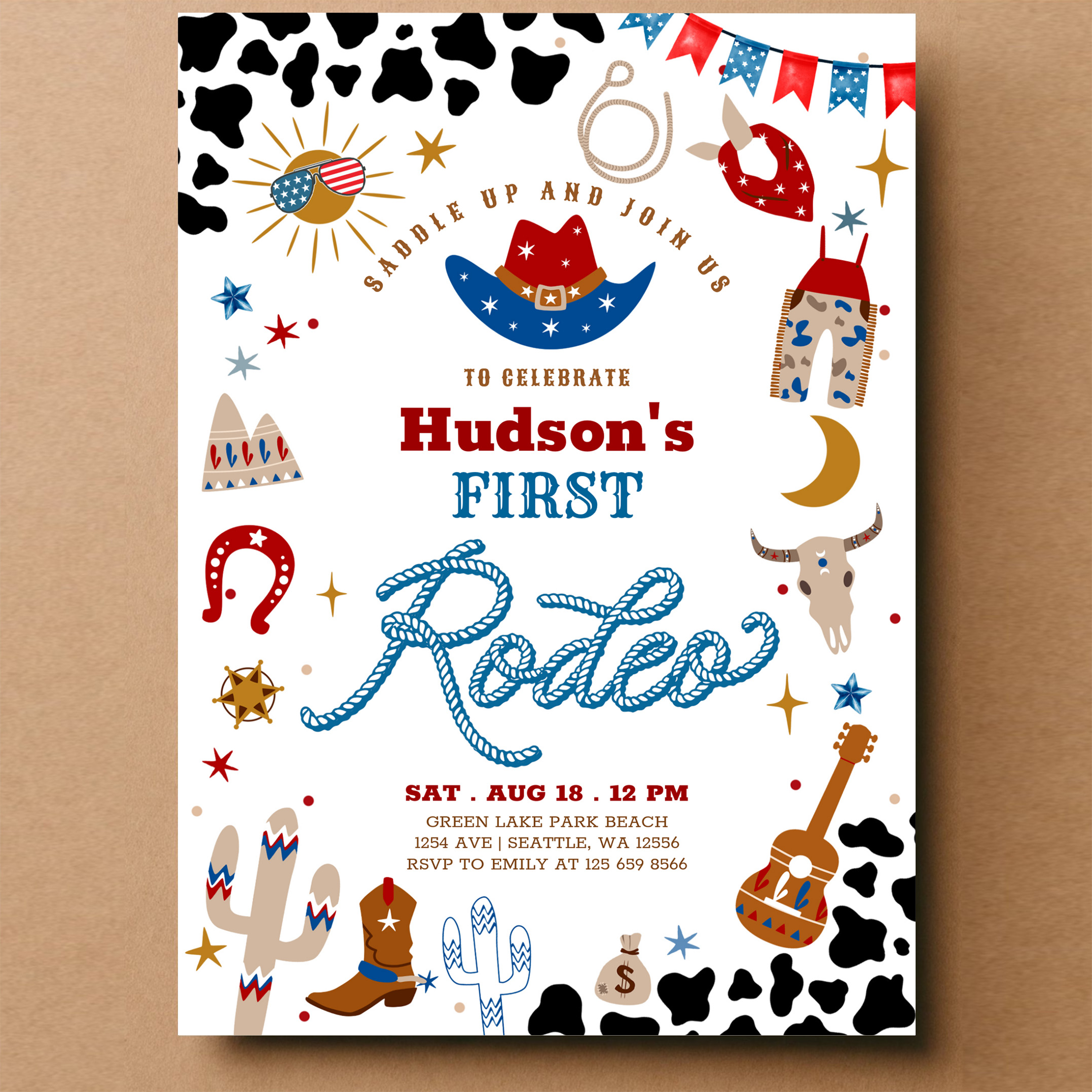 Any Age Cowboy My First Rodeo Birthday Invitation - Image 14