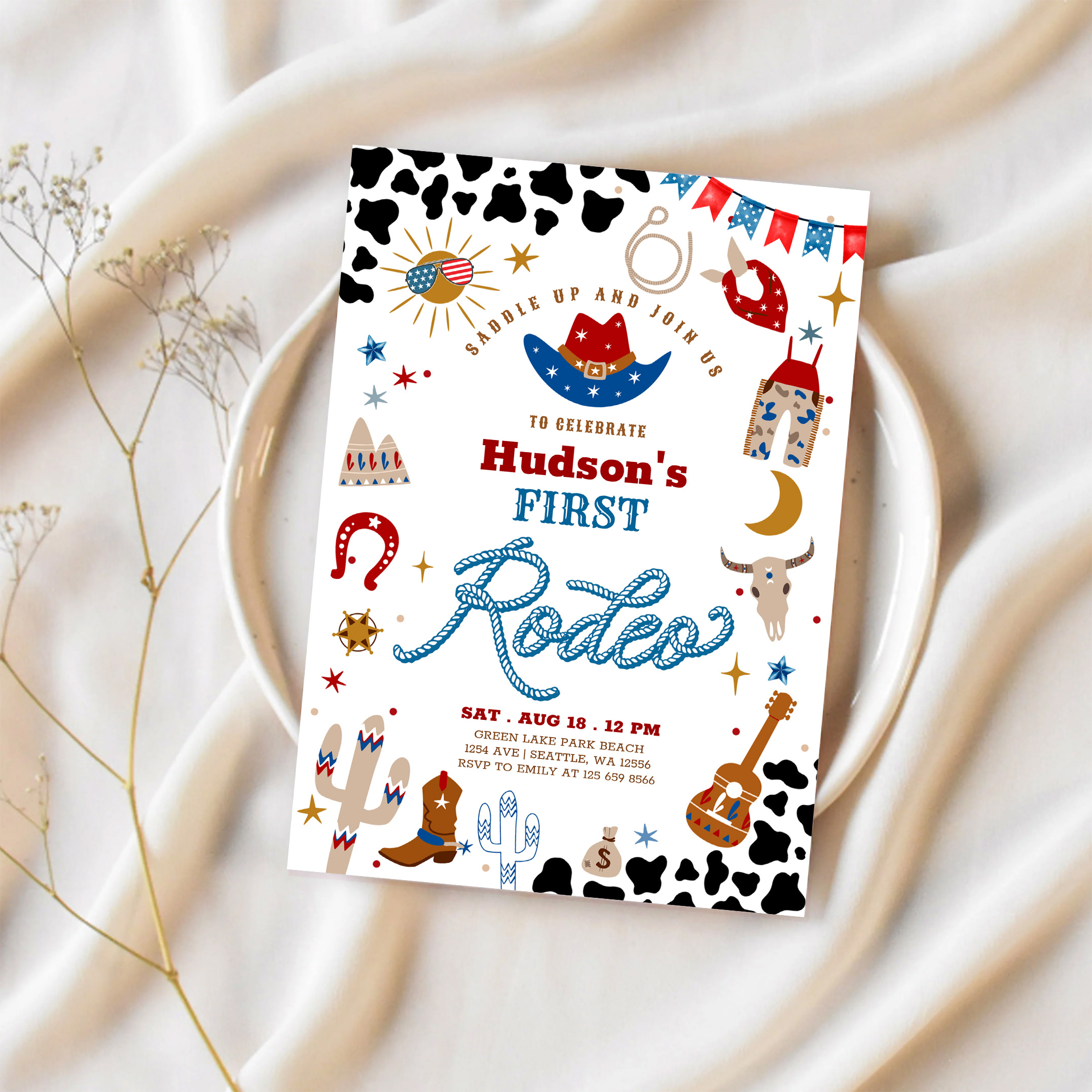 Any Age Cowboy My First Rodeo Birthday Invitation - Image 2