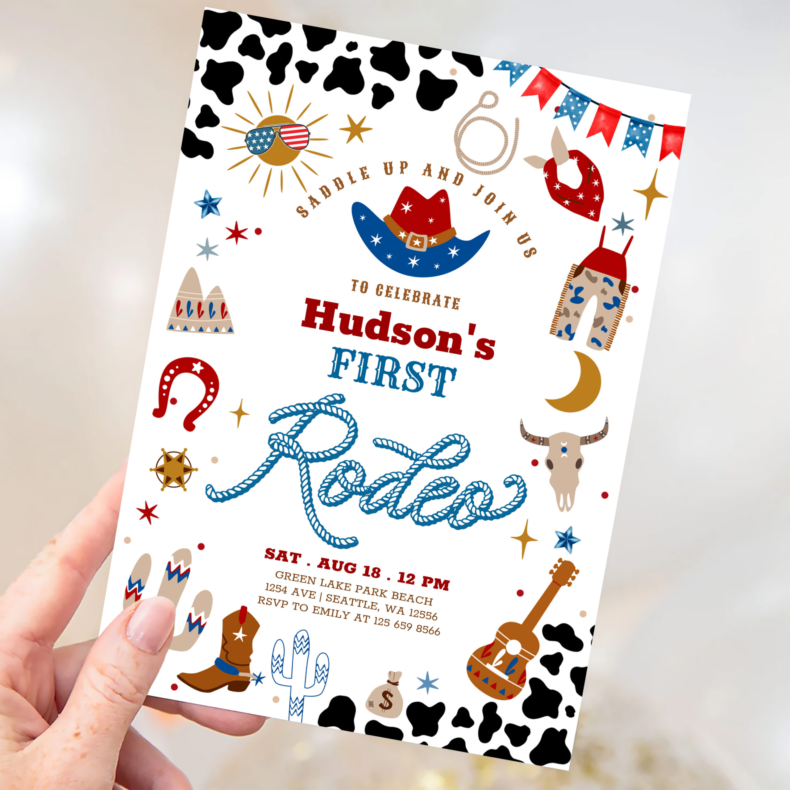 Any Age Cowboy My First Rodeo Birthday Invitation - Image 3