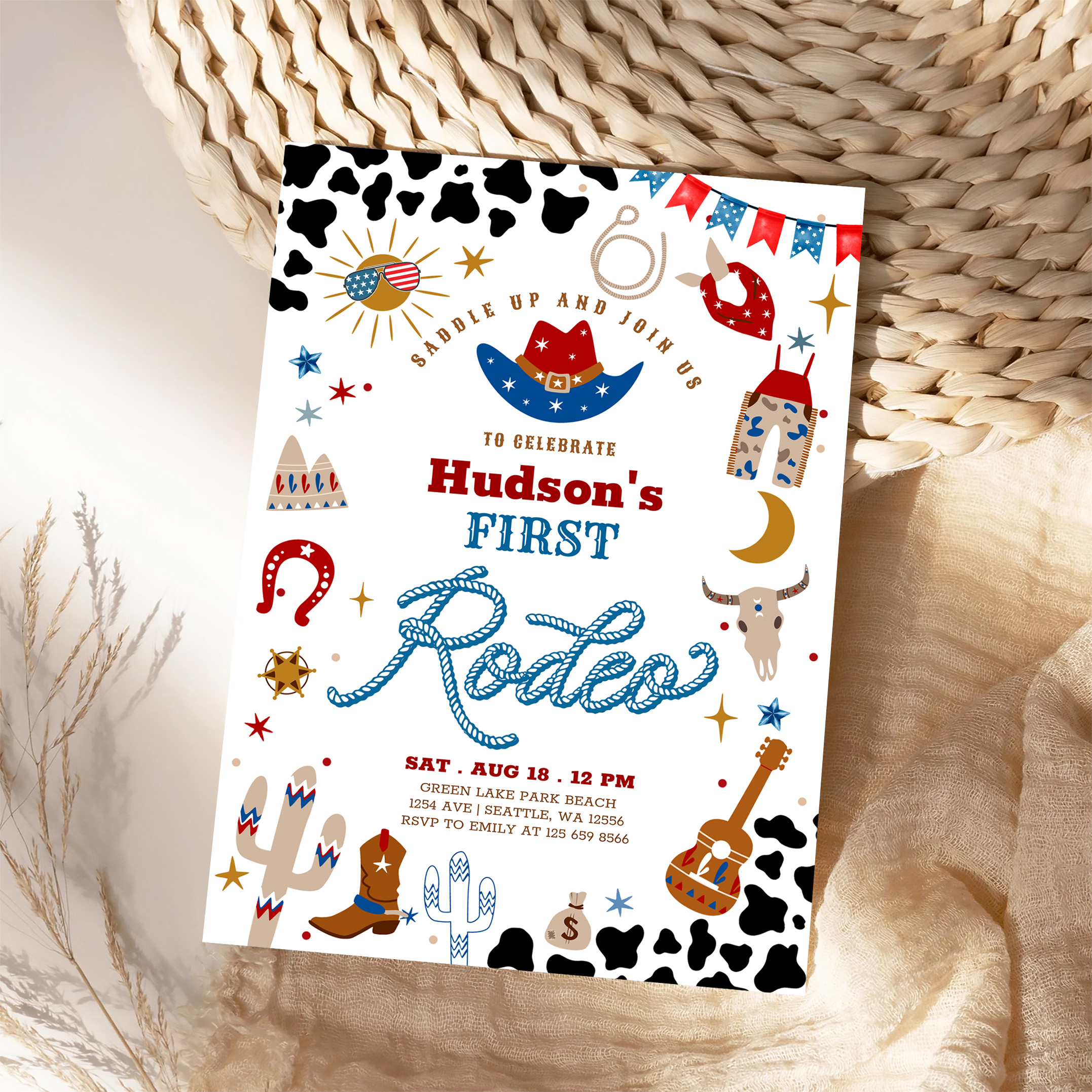 Any Age Cowboy My First Rodeo Birthday Invitation - Image 4