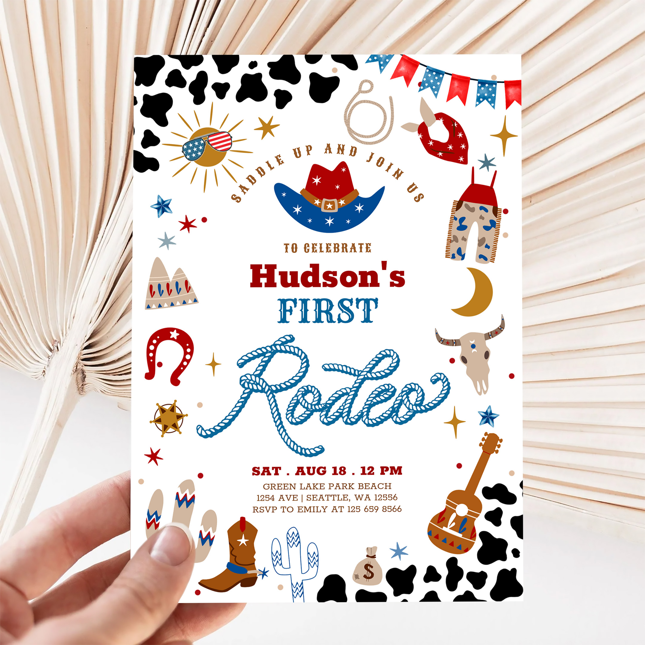 Any Age Cowboy My First Rodeo Birthday Invitation - Image 5