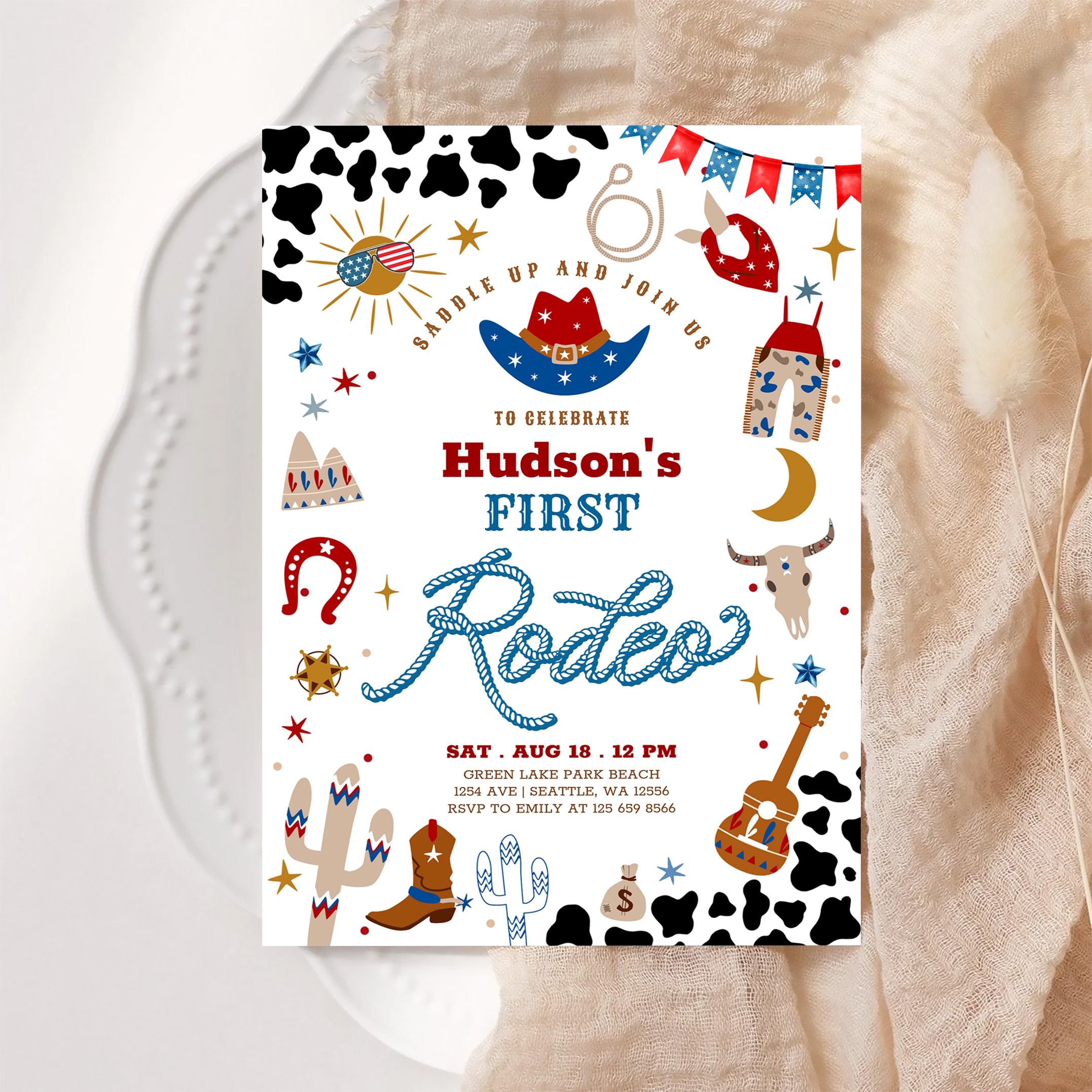 Any Age Cowboy My First Rodeo Birthday Invitation - Image 6