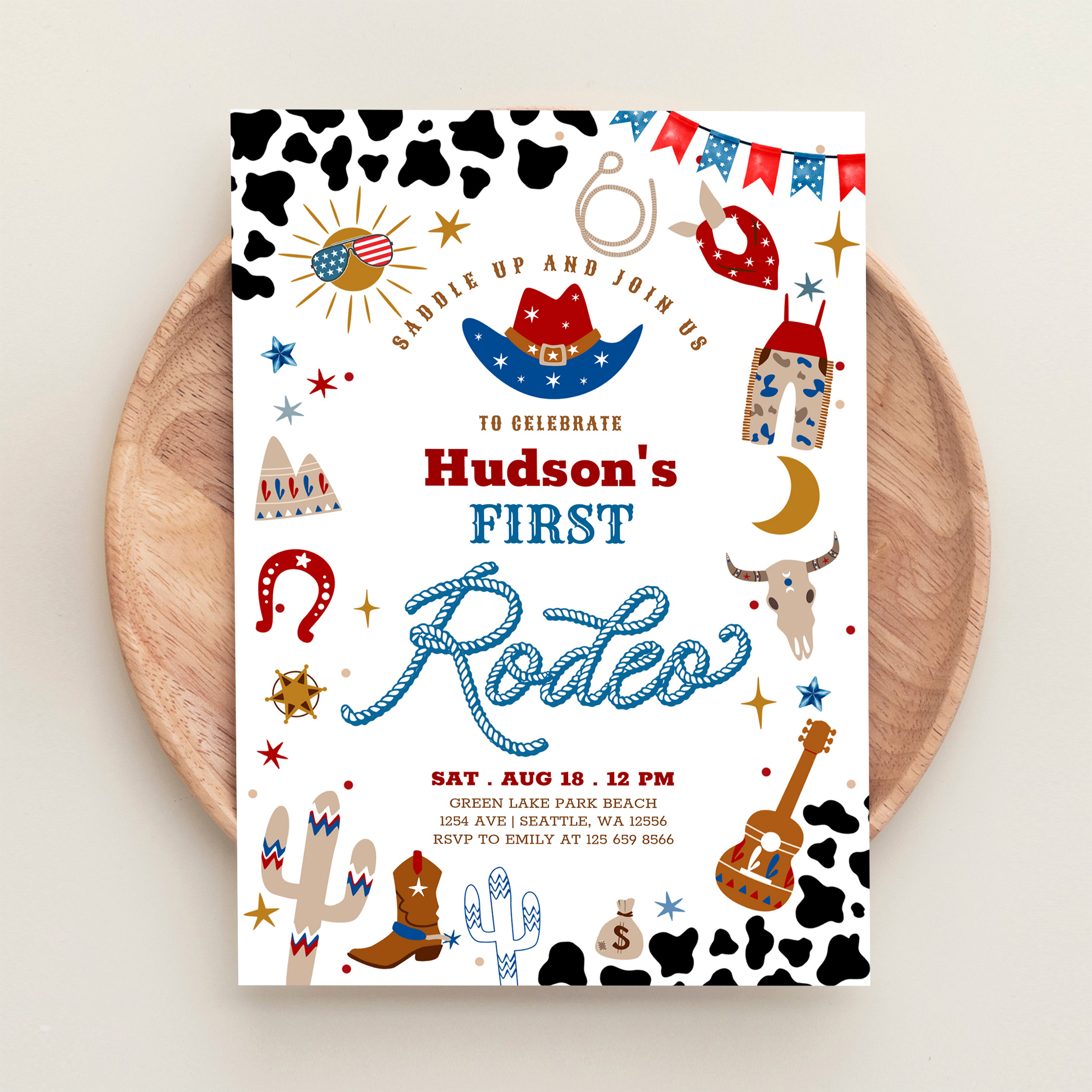 Any Age Cowboy My First Rodeo Birthday Invitation - Image 7
