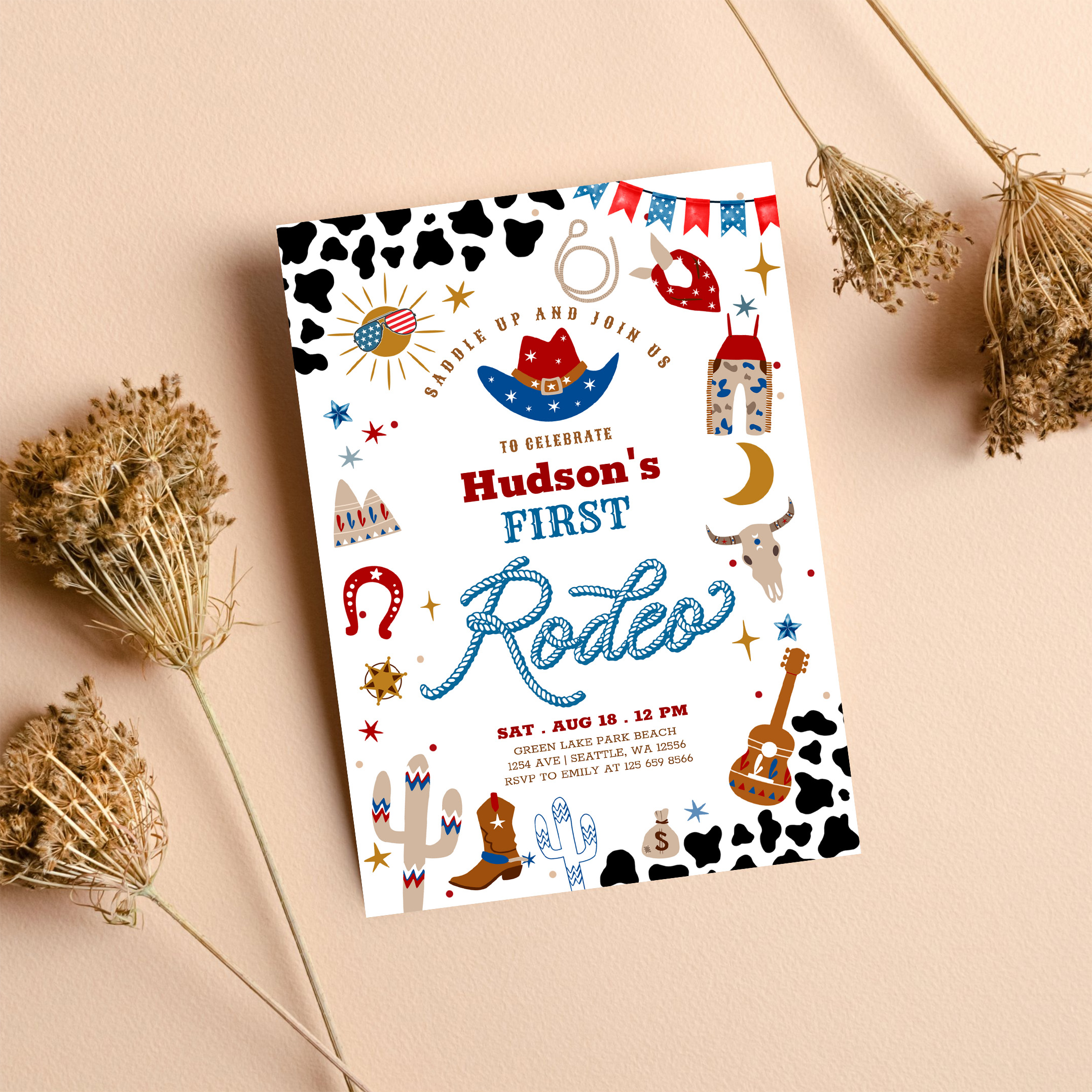 Any Age Cowboy My First Rodeo Birthday Invitation - Image 8