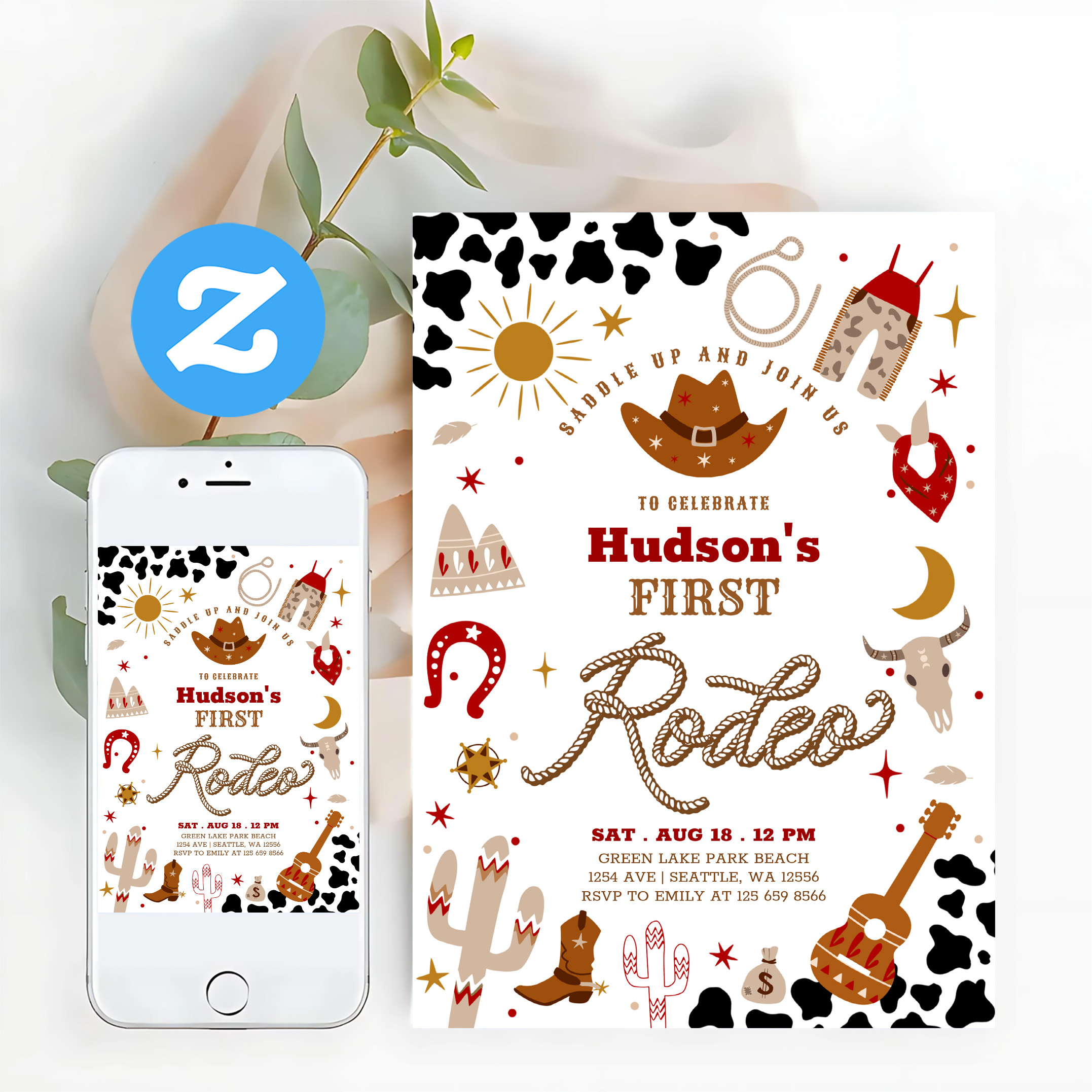 Any Age Cowboy My First Rodeo Birthday Invitation - Image 12