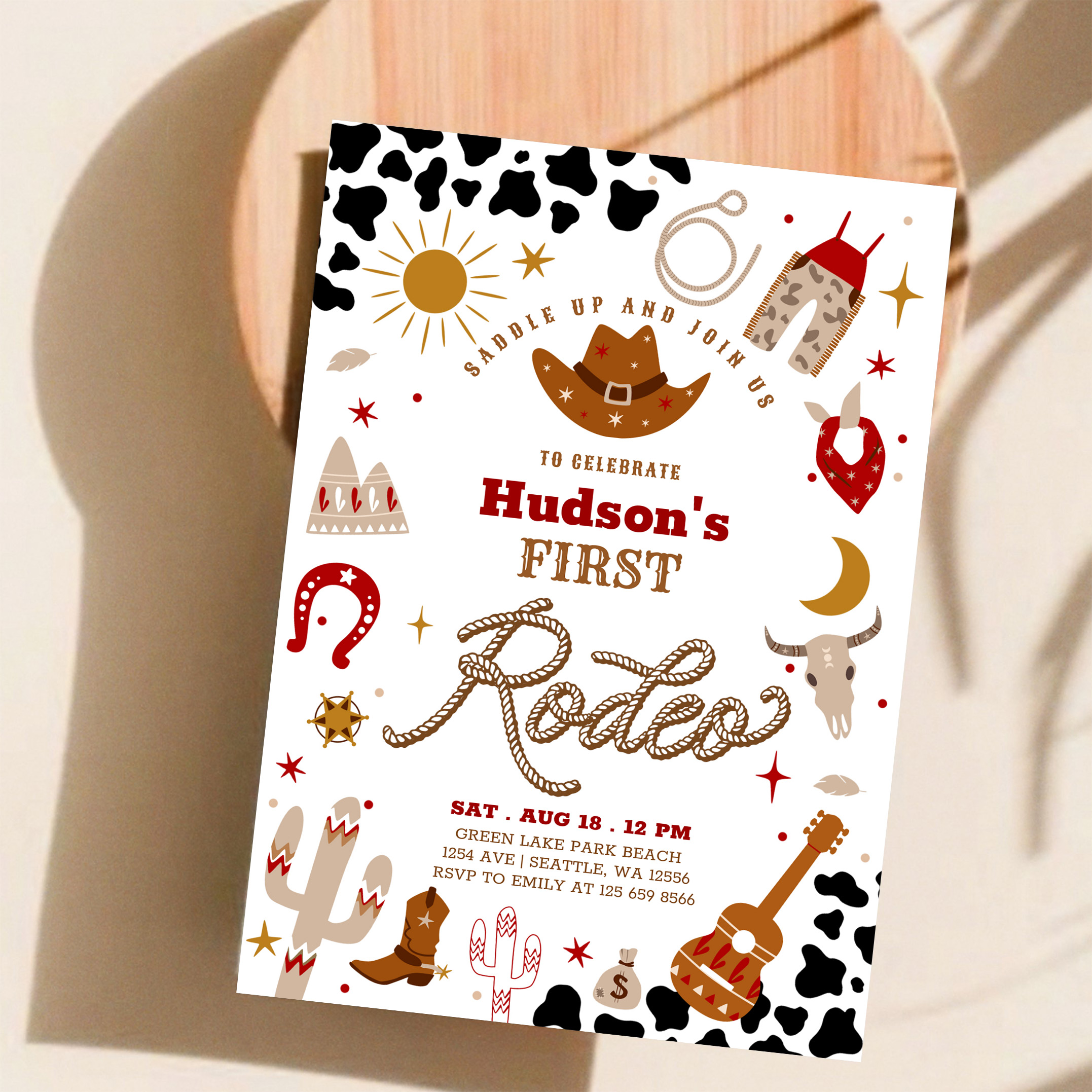 Any Age Cowboy My First Rodeo Birthday Invitation - Image 11