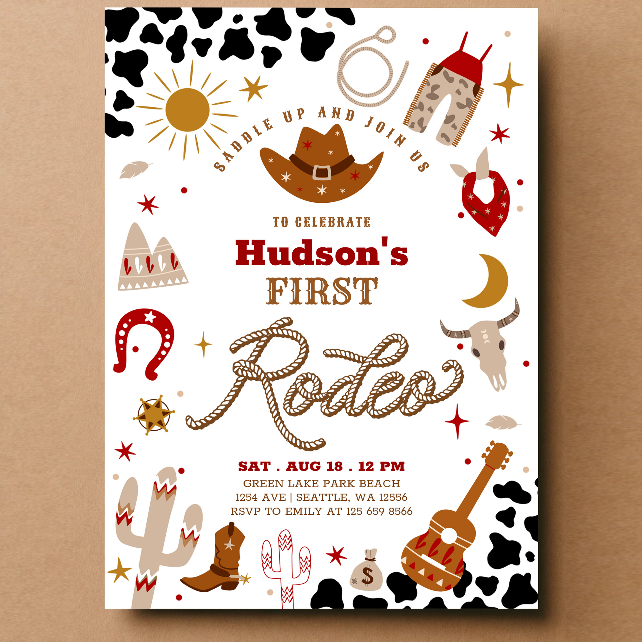 Any Age Cowboy My First Rodeo Birthday Invitation - Image 14