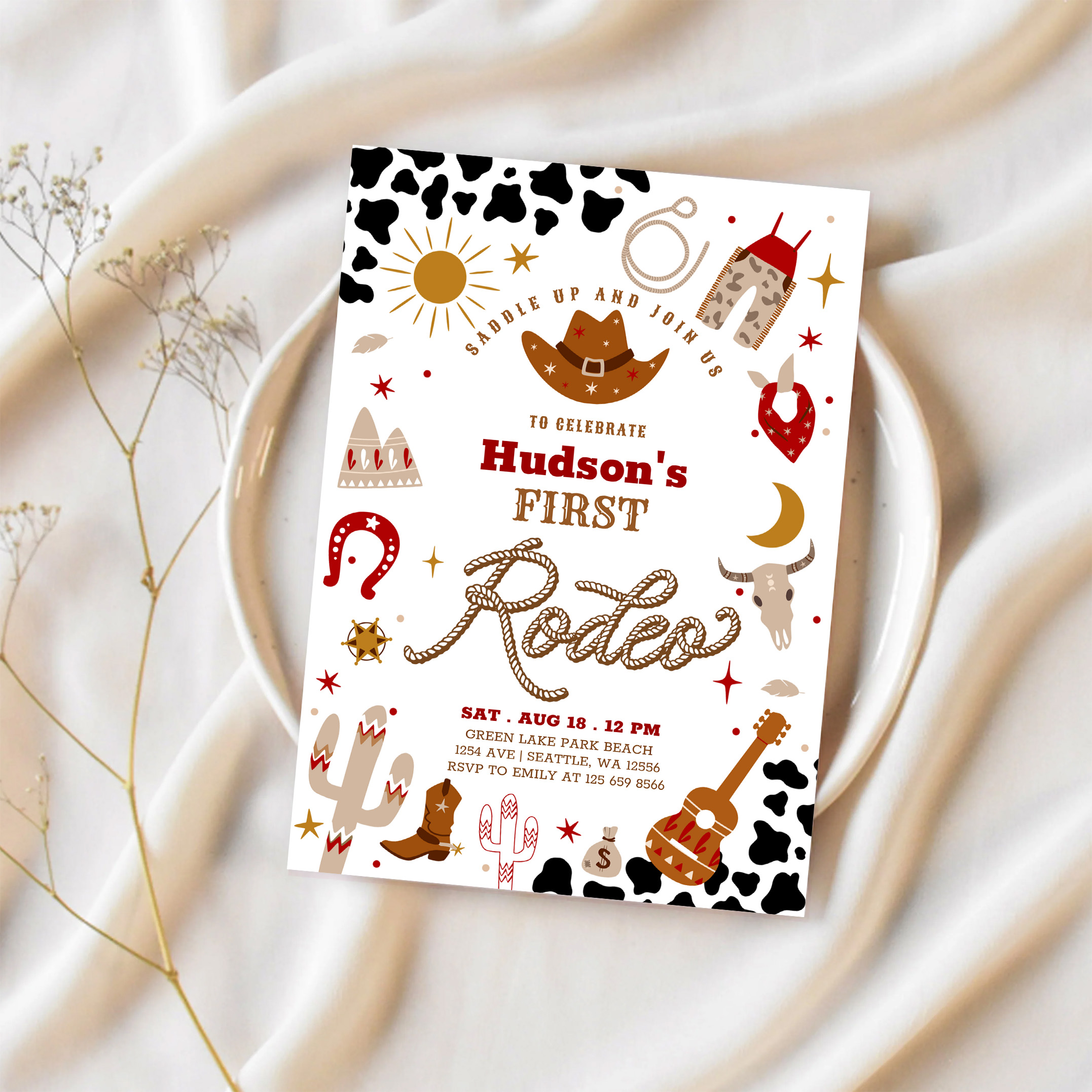 Any Age Cowboy My First Rodeo Birthday Invitation - Image 2