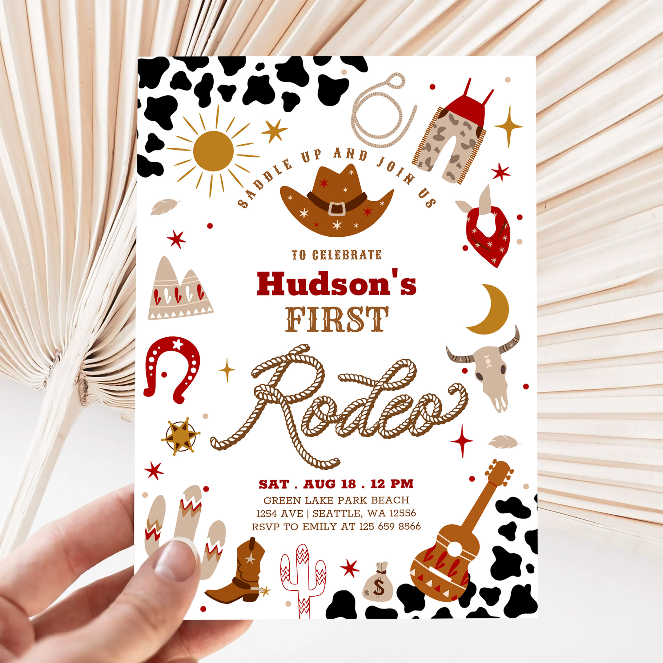 Any Age Cowboy My First Rodeo Birthday Invitation - Image 5