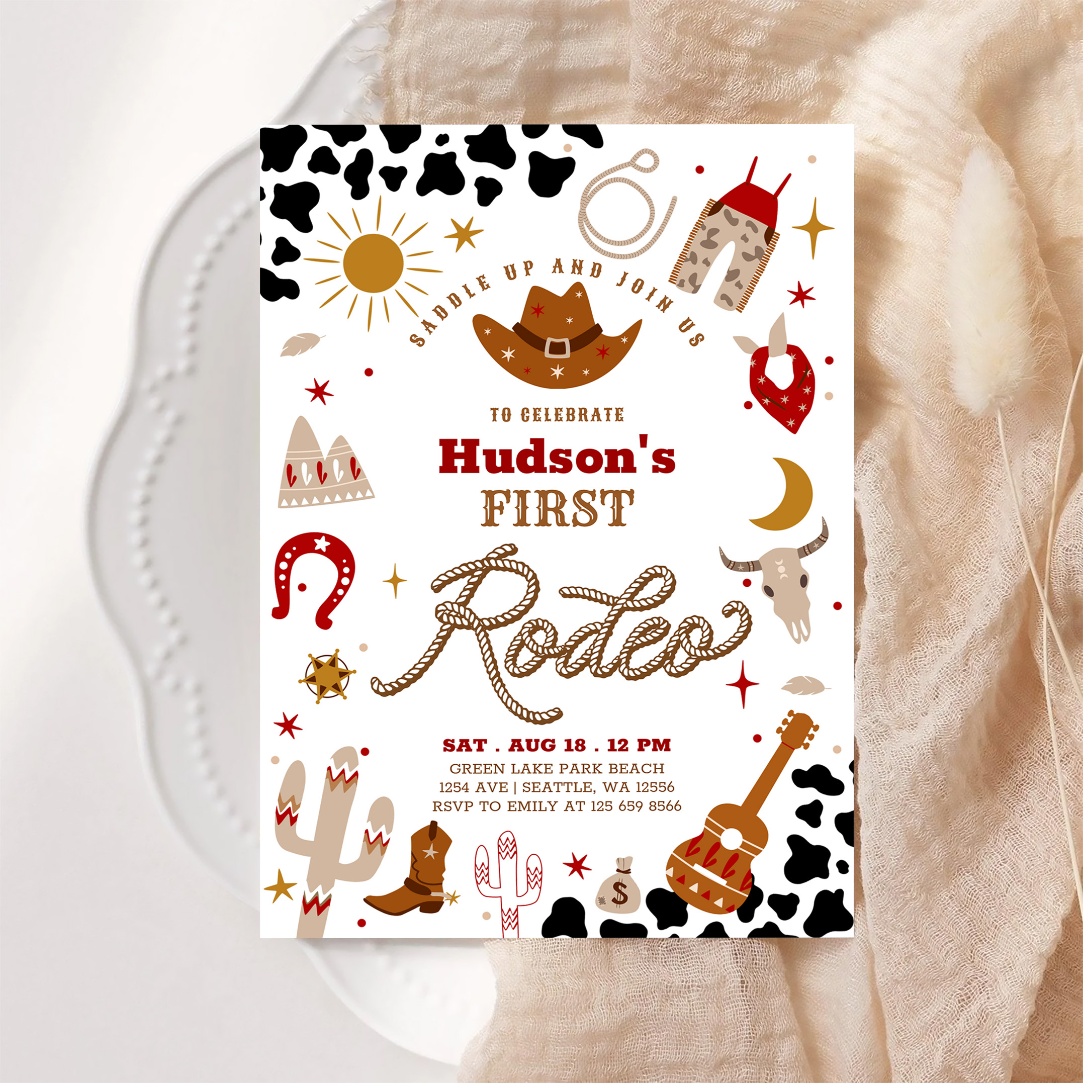 Any Age Cowboy My First Rodeo Birthday Invitation - Image 6