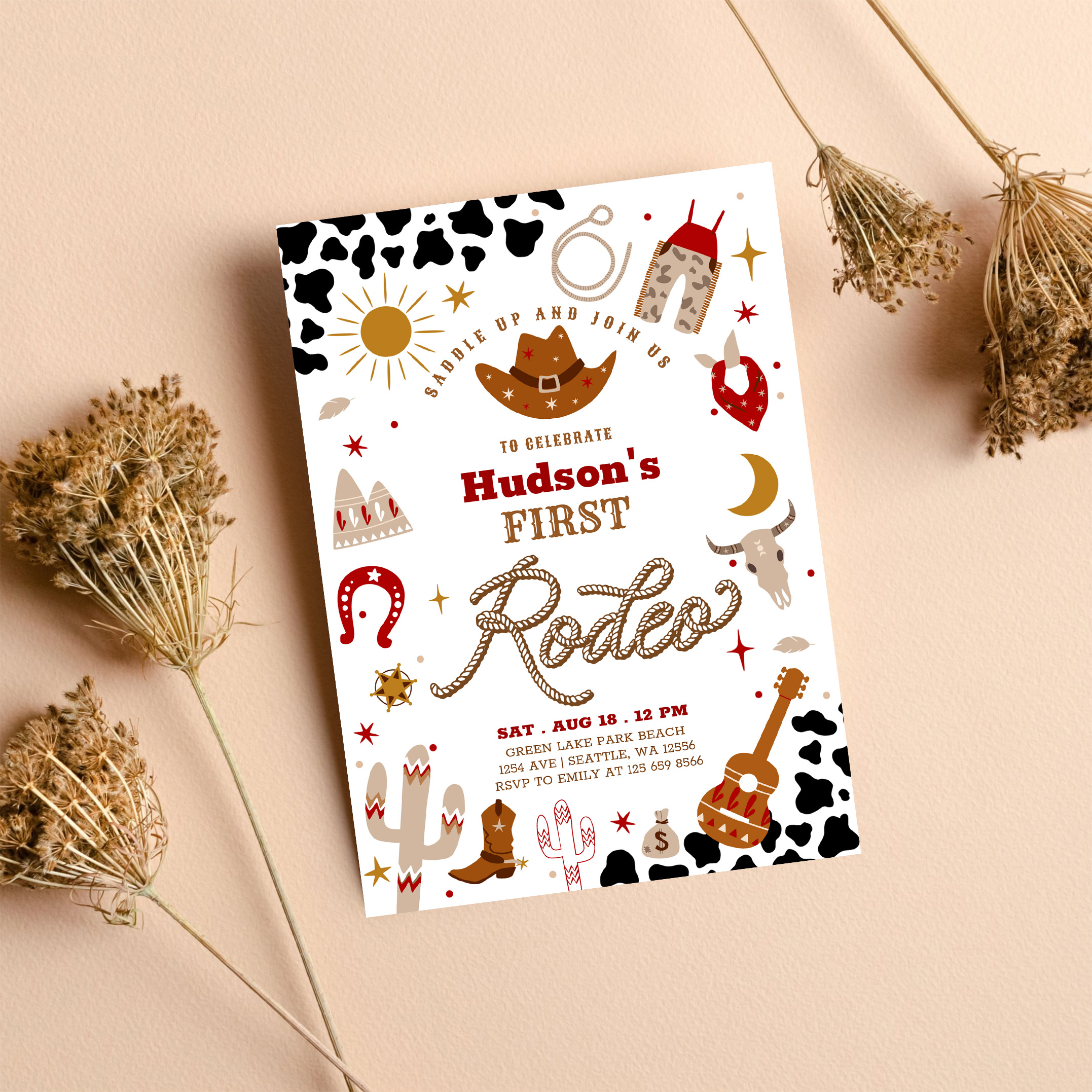 Any Age Cowboy My First Rodeo Birthday Invitation - Image 8