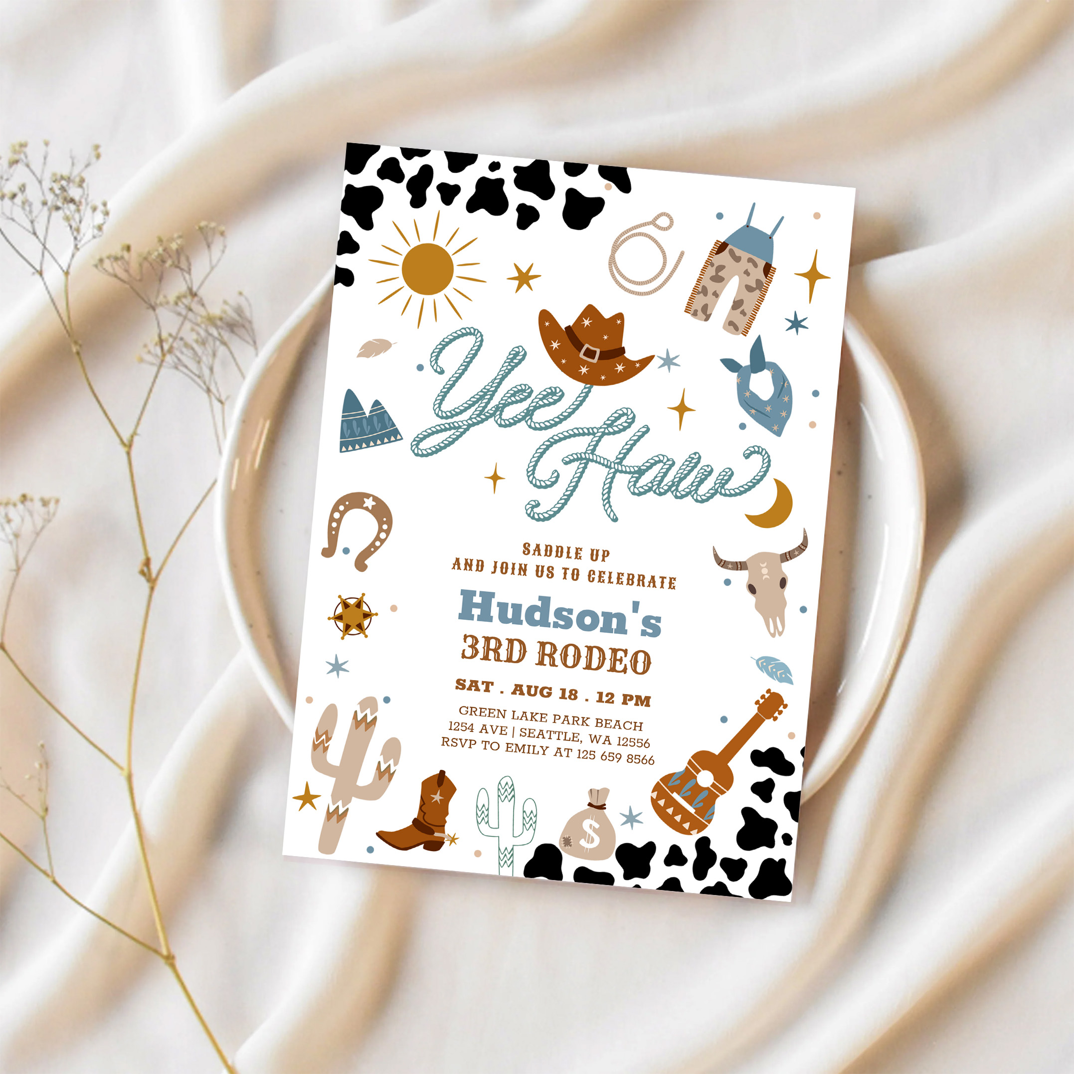 Any Age Cowboy Yee Haw Rodeo Birthday Invitation - Image 2