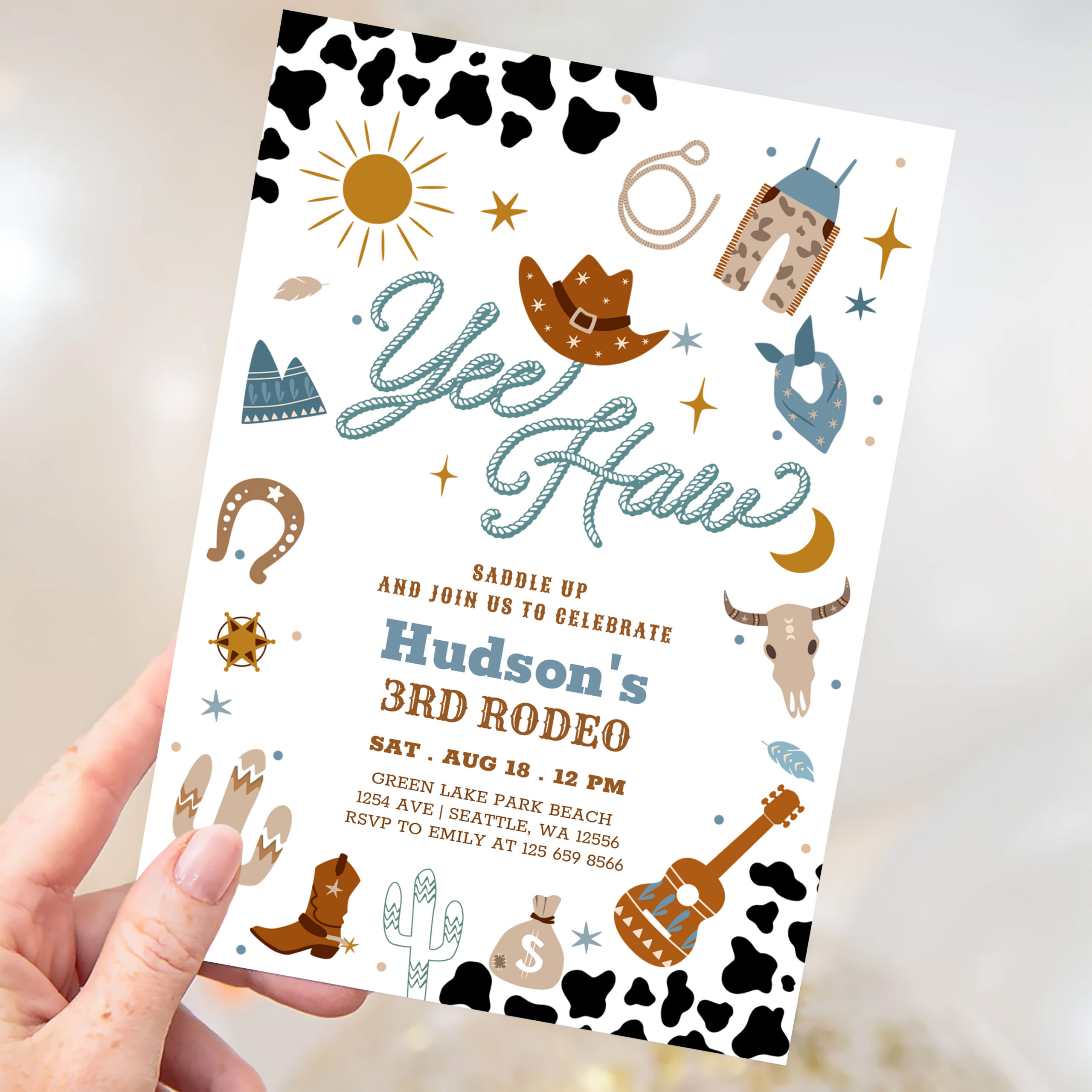 Any Age Cowboy Yee Haw Rodeo Birthday Invitation - Image 3