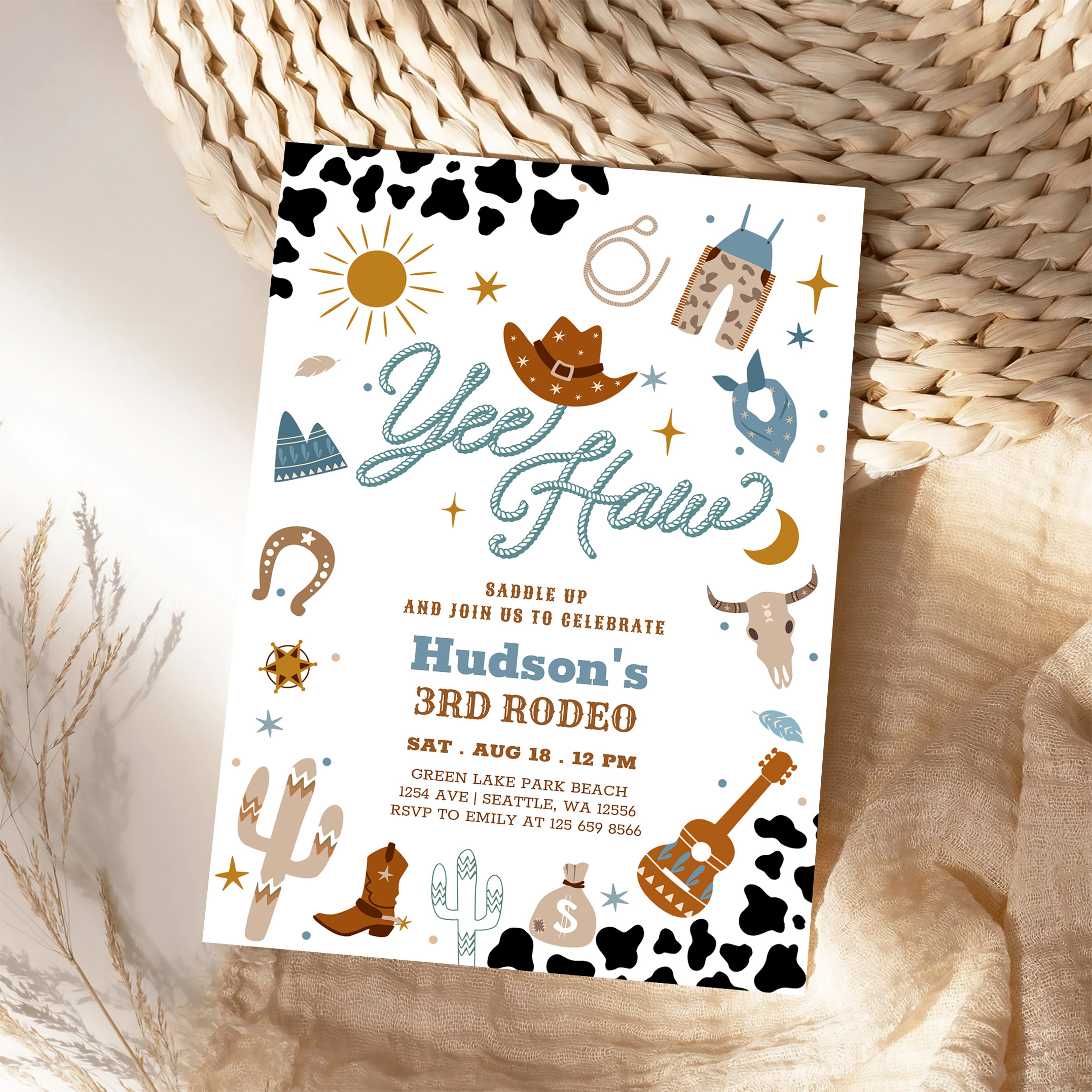 Any Age Cowboy Yee Haw Rodeo Birthday Invitation - Image 4