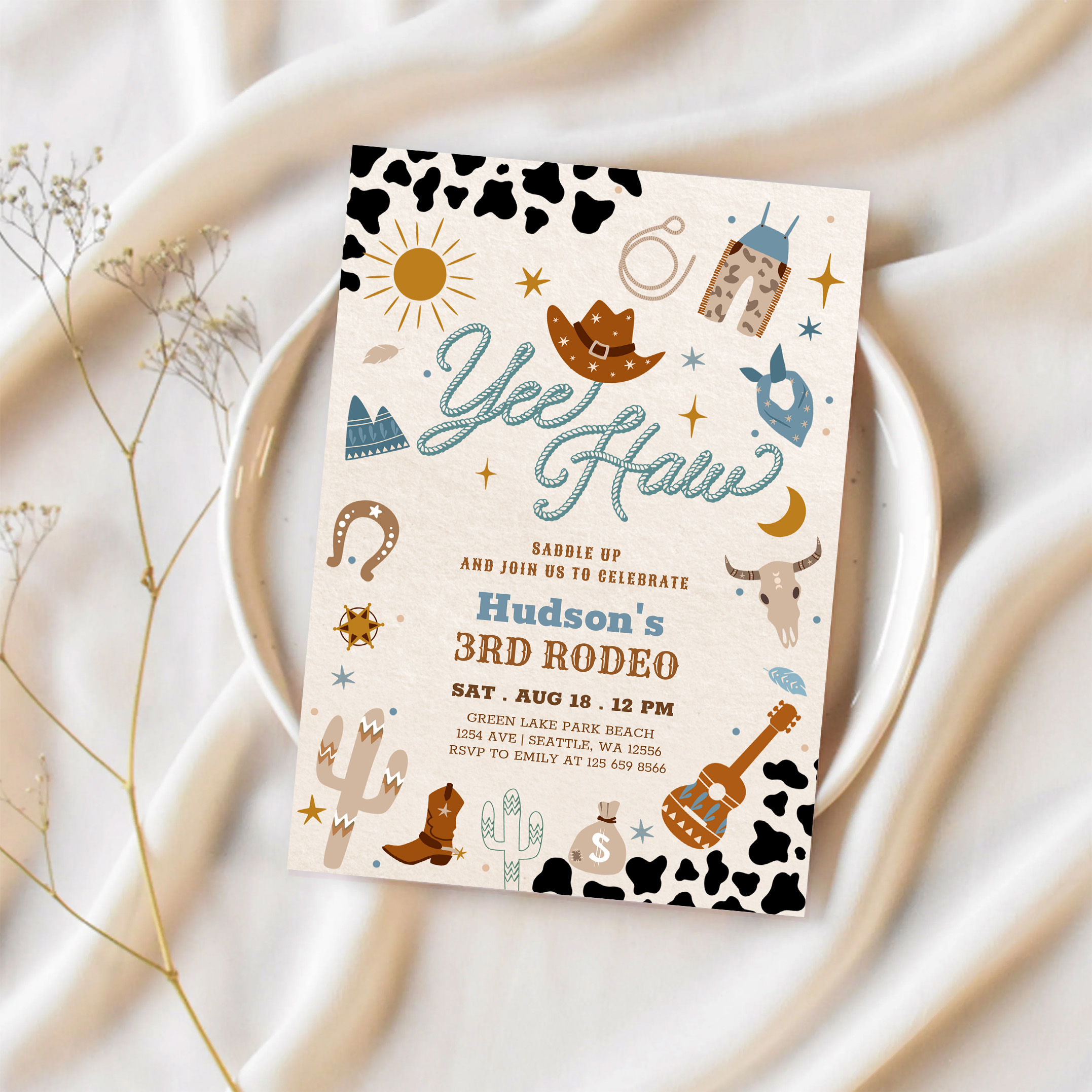 Any Age Cowboy Yee Haw Rodeo Birthday Invitation - Image 2