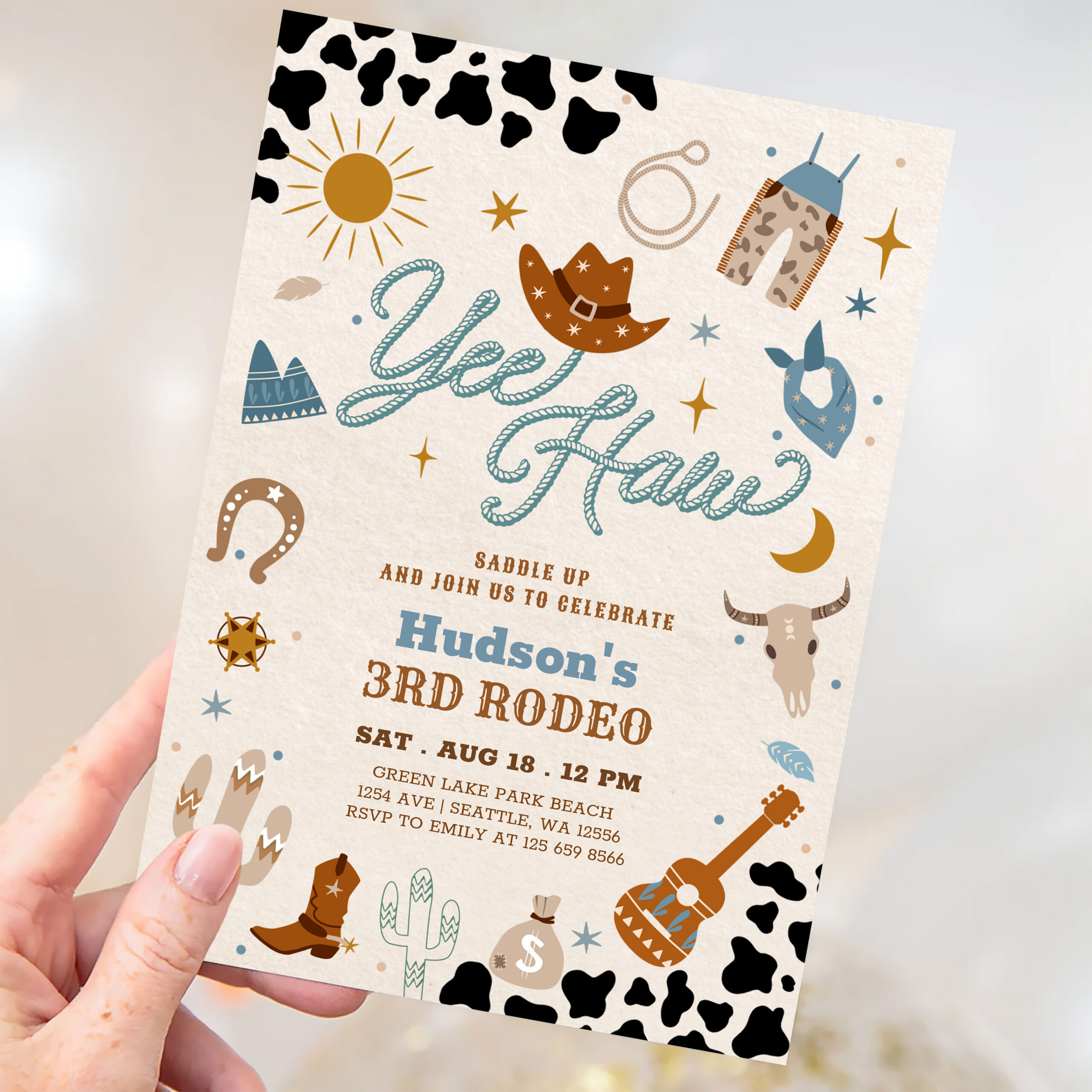 Any Age Cowboy Yee Haw Rodeo Birthday Invitation - Image 3