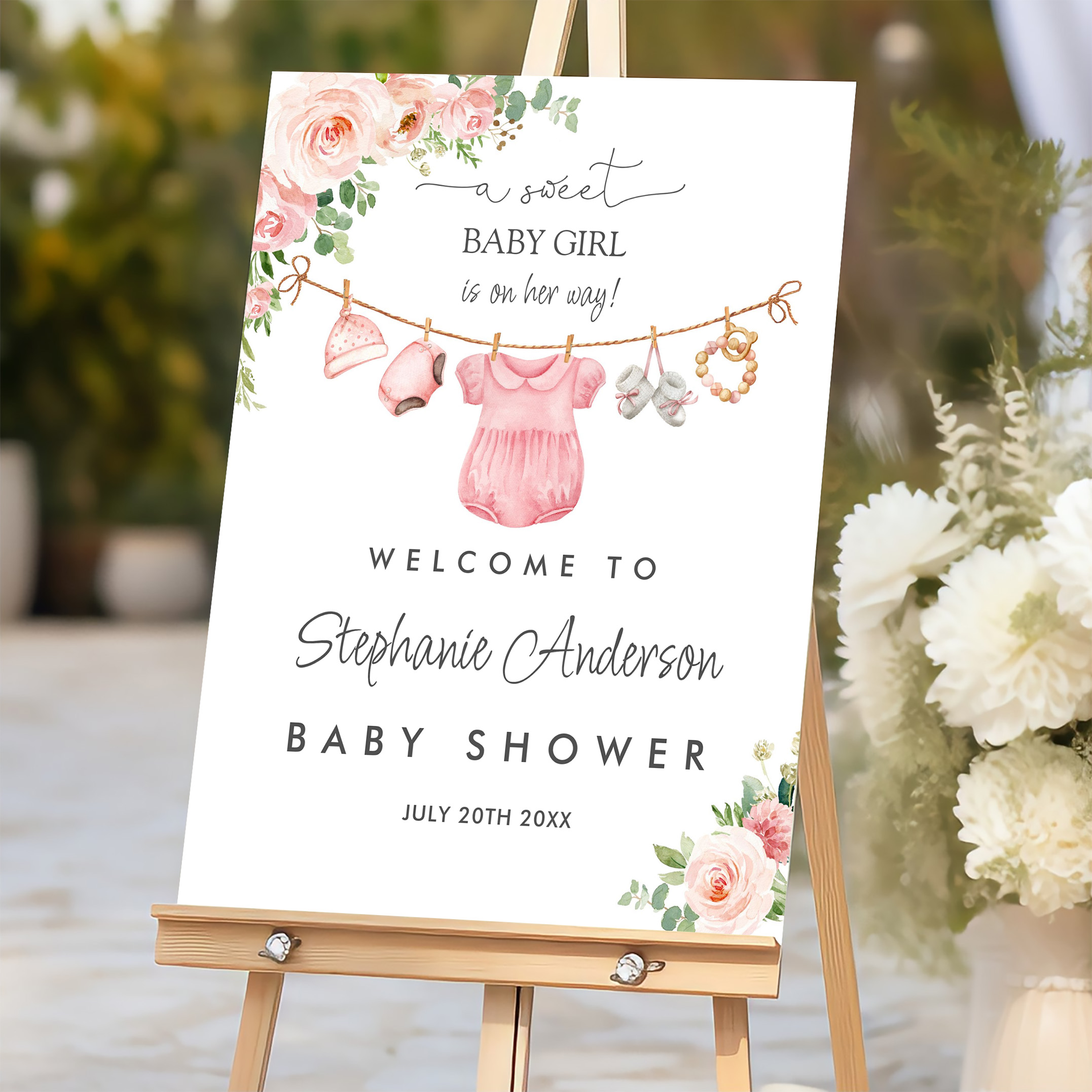 Baby Girl Clothes Pink Floral Welcome Sign