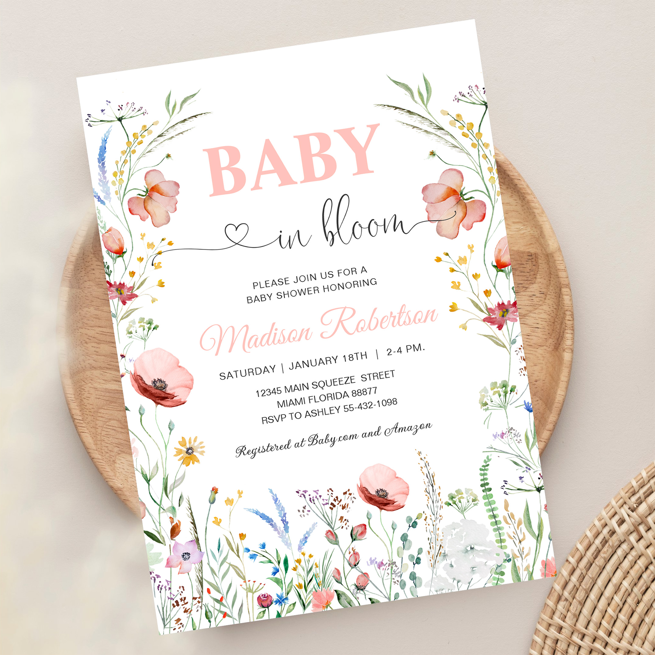 Baby In Bloom Spring Flowers Baby Shower Invitation - Image 13