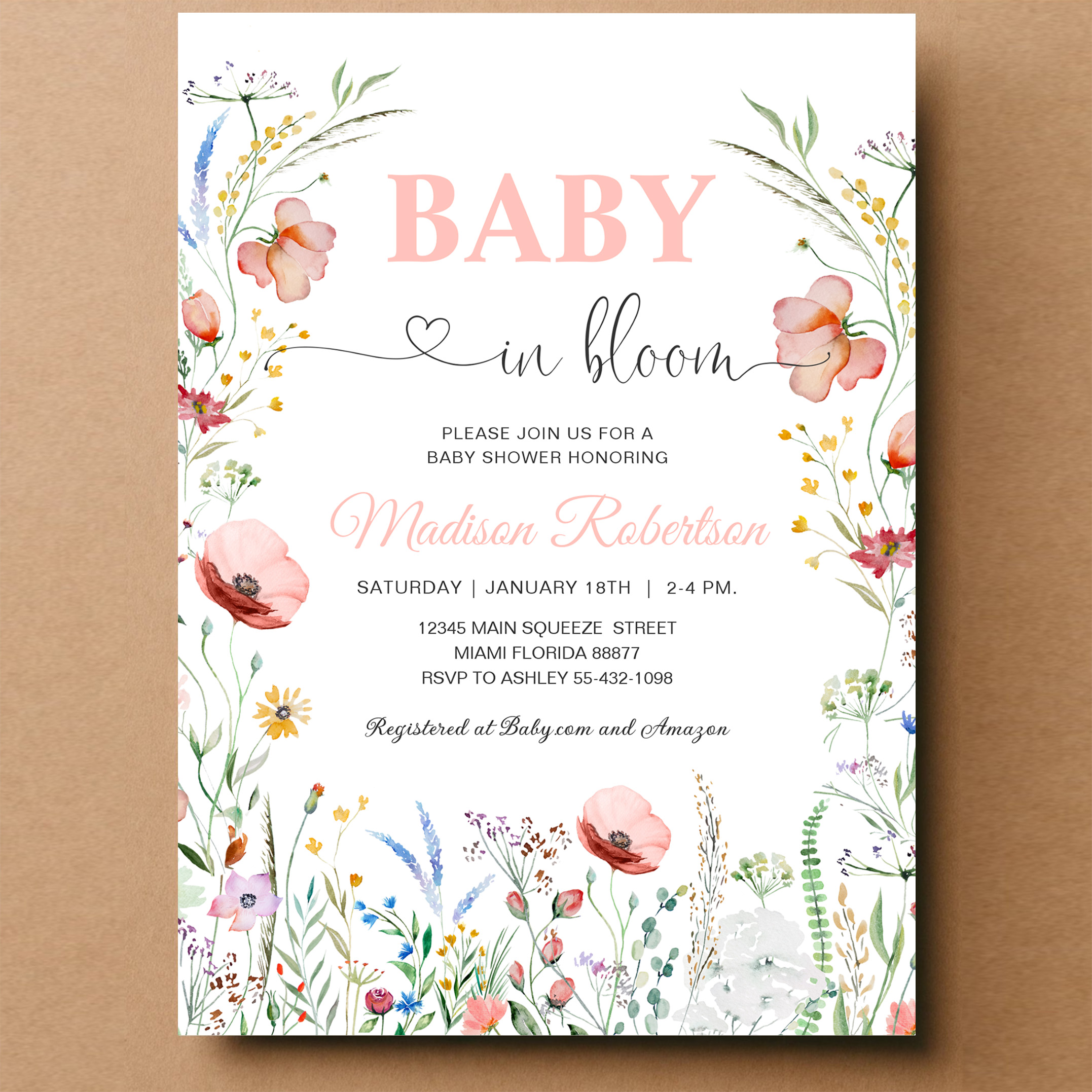 Baby In Bloom Spring Flowers Baby Shower Invitation - Image 14