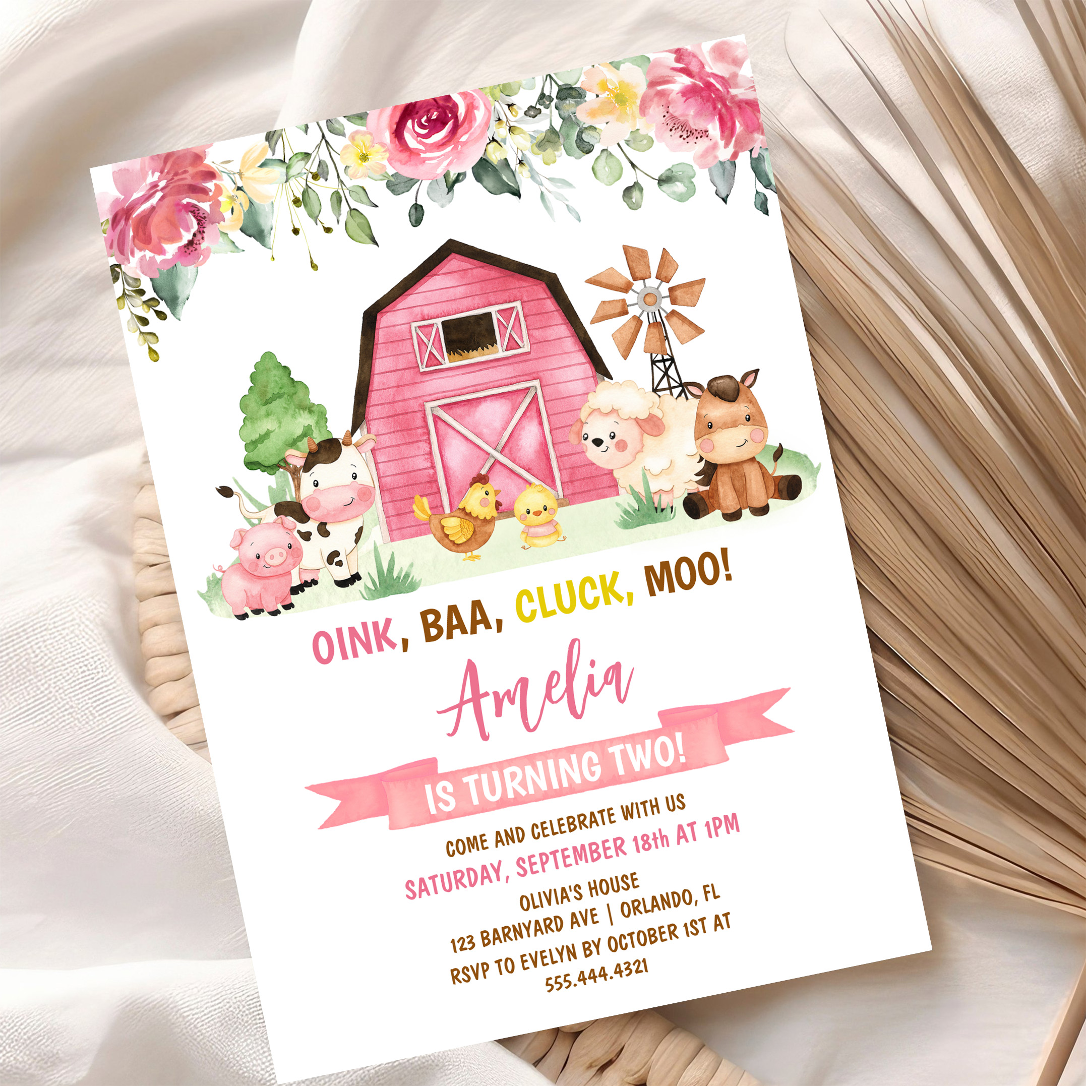 Barnyard Farm Animals Ranch Second Birthday Invitation - Image 10