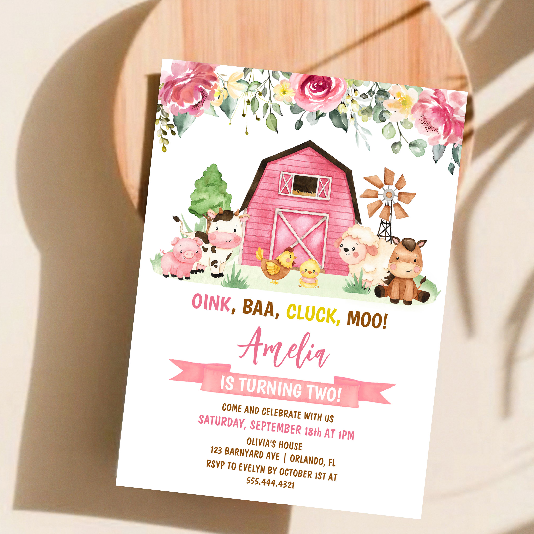 Barnyard Farm Animals Ranch Second Birthday Invitation - Image 11