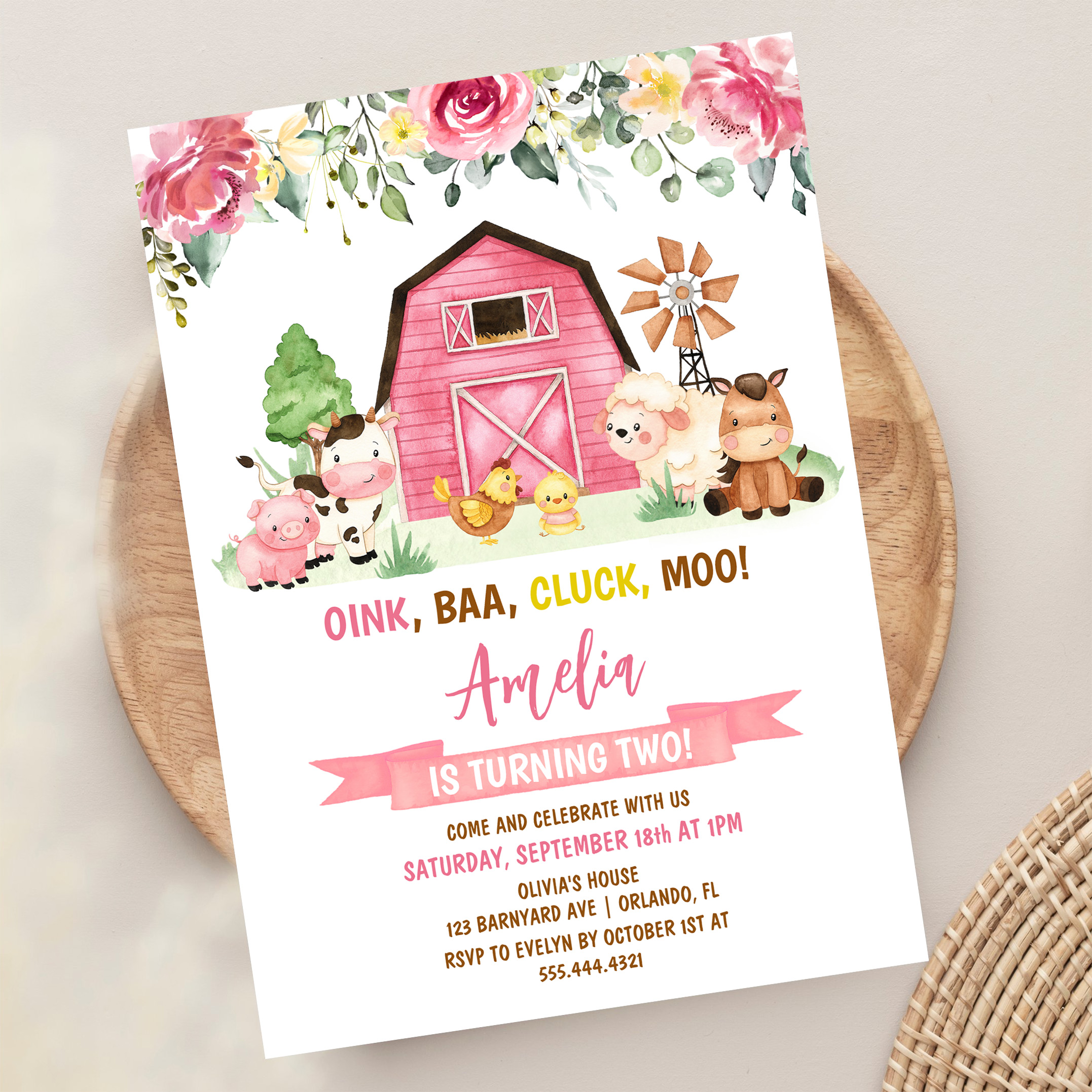 Barnyard Farm Animals Ranch Second Birthday Invitation - Image 13