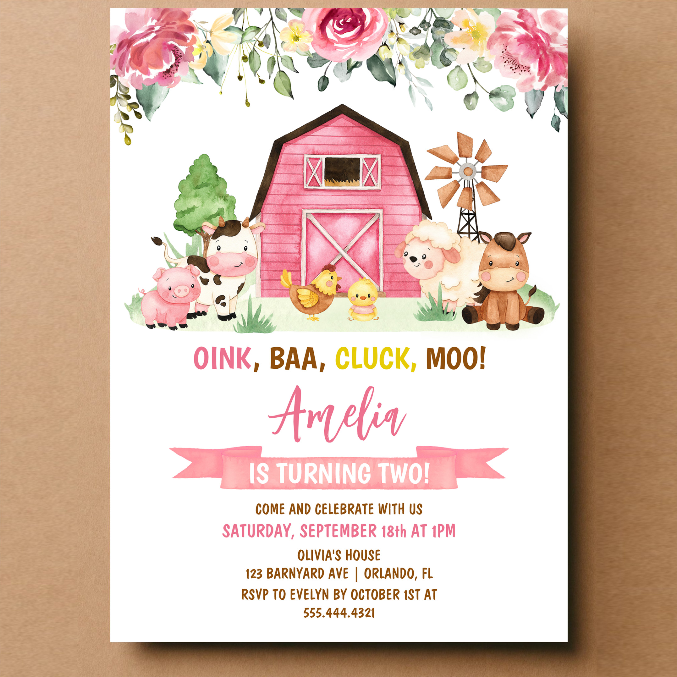 Barnyard Farm Animals Ranch Second Birthday Invitation - Image 14