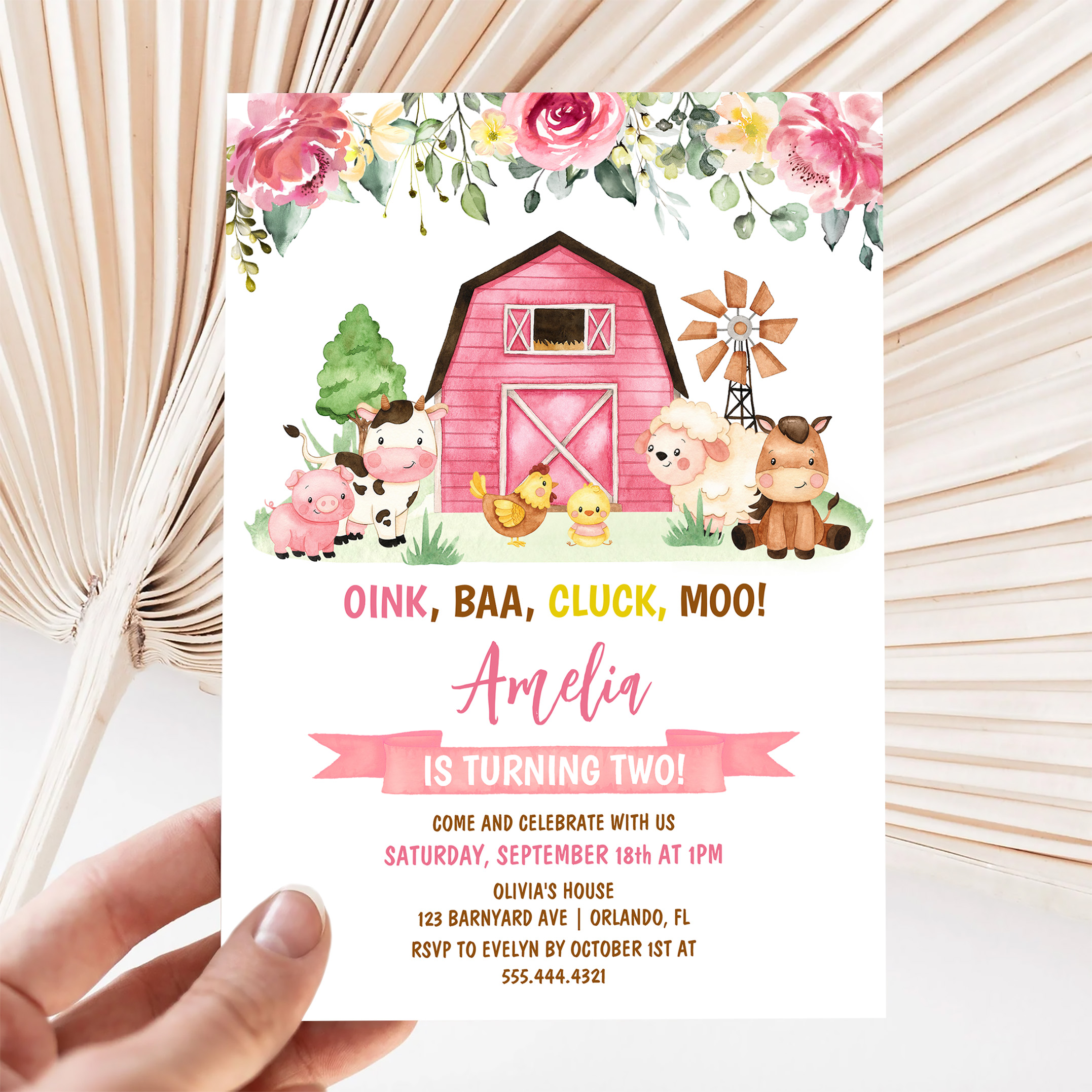 Barnyard Farm Animals Ranch Second Birthday Invitation - Image 5