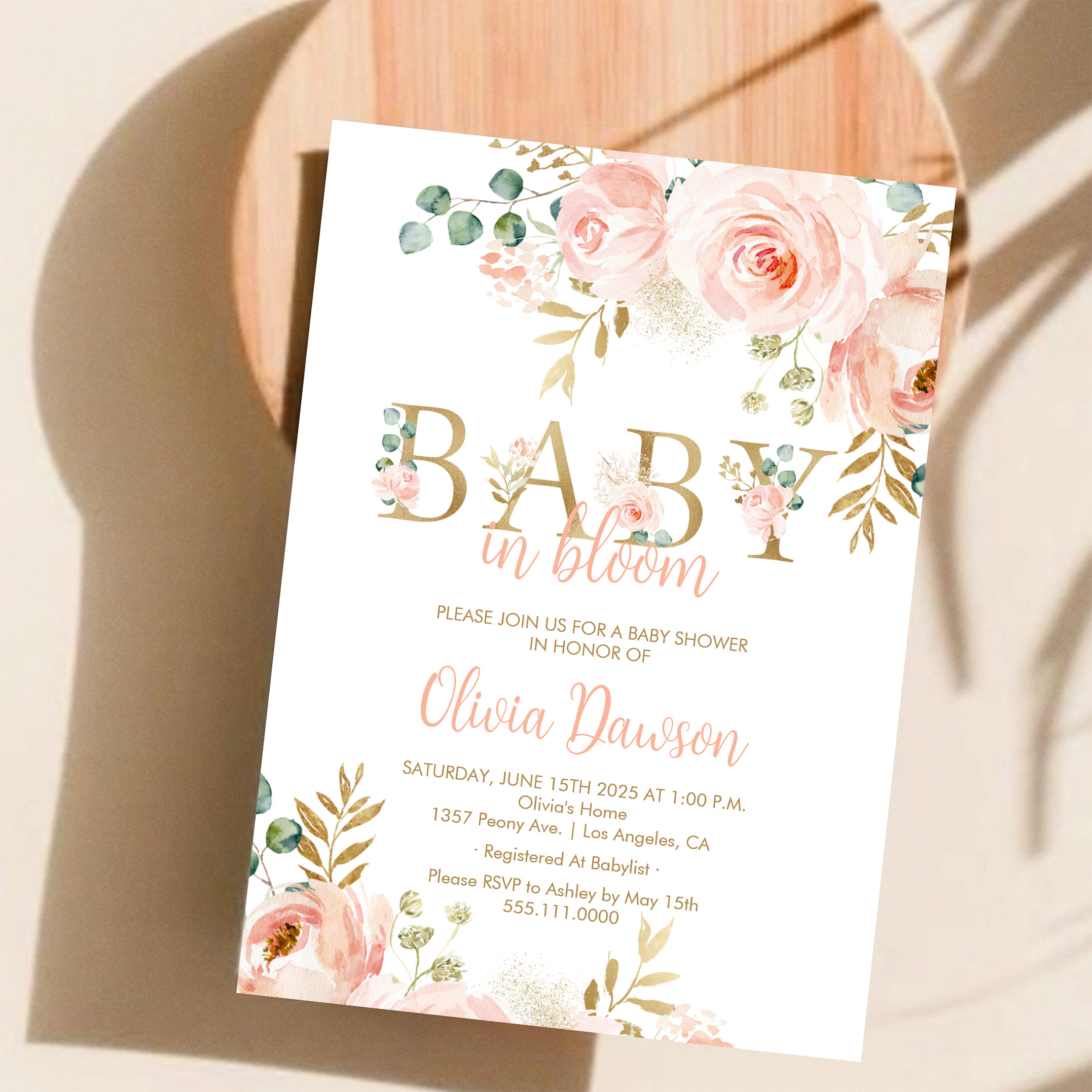 Blush Floral Baby In Bloom Spring Baby Shower Invitation - Image 11