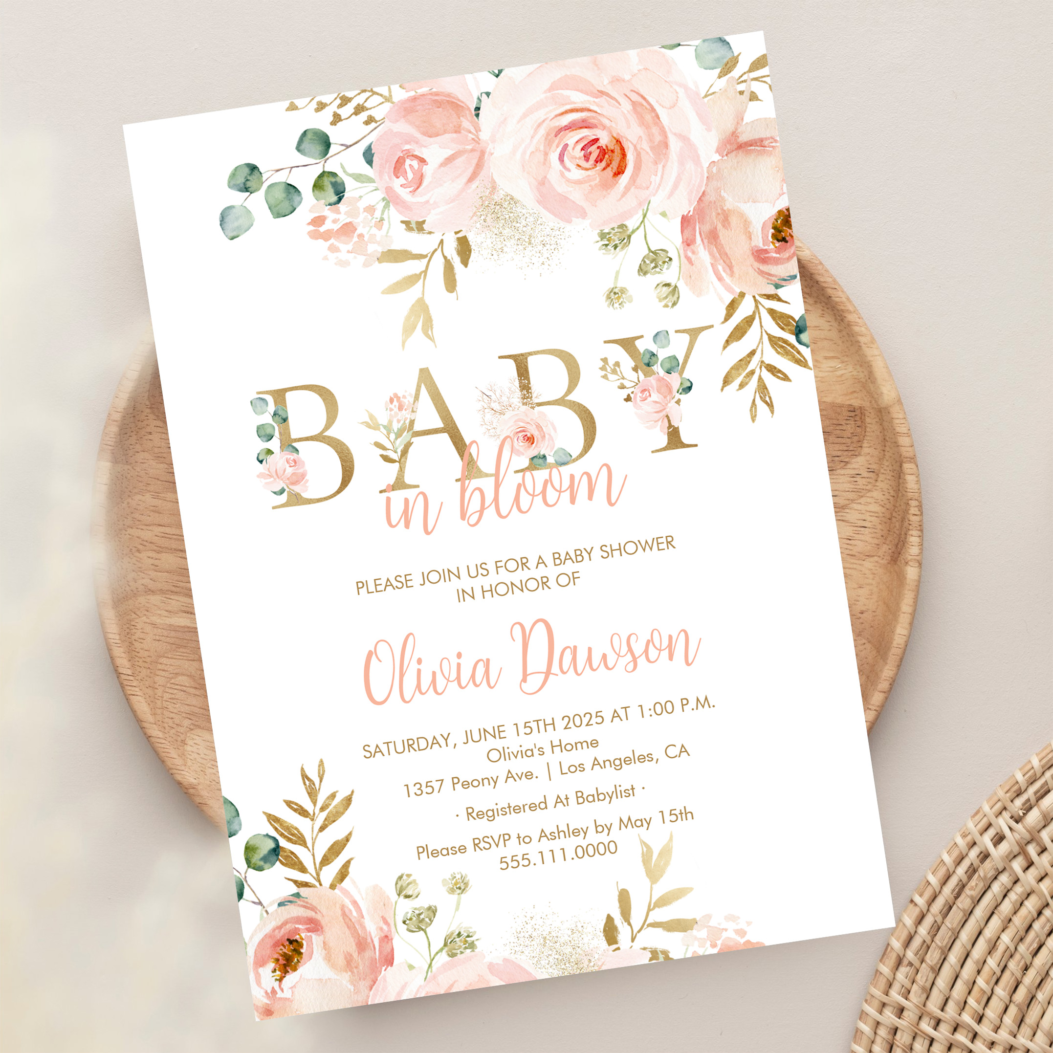 Blush Floral Baby In Bloom Spring Baby Shower Invitation - Image 13