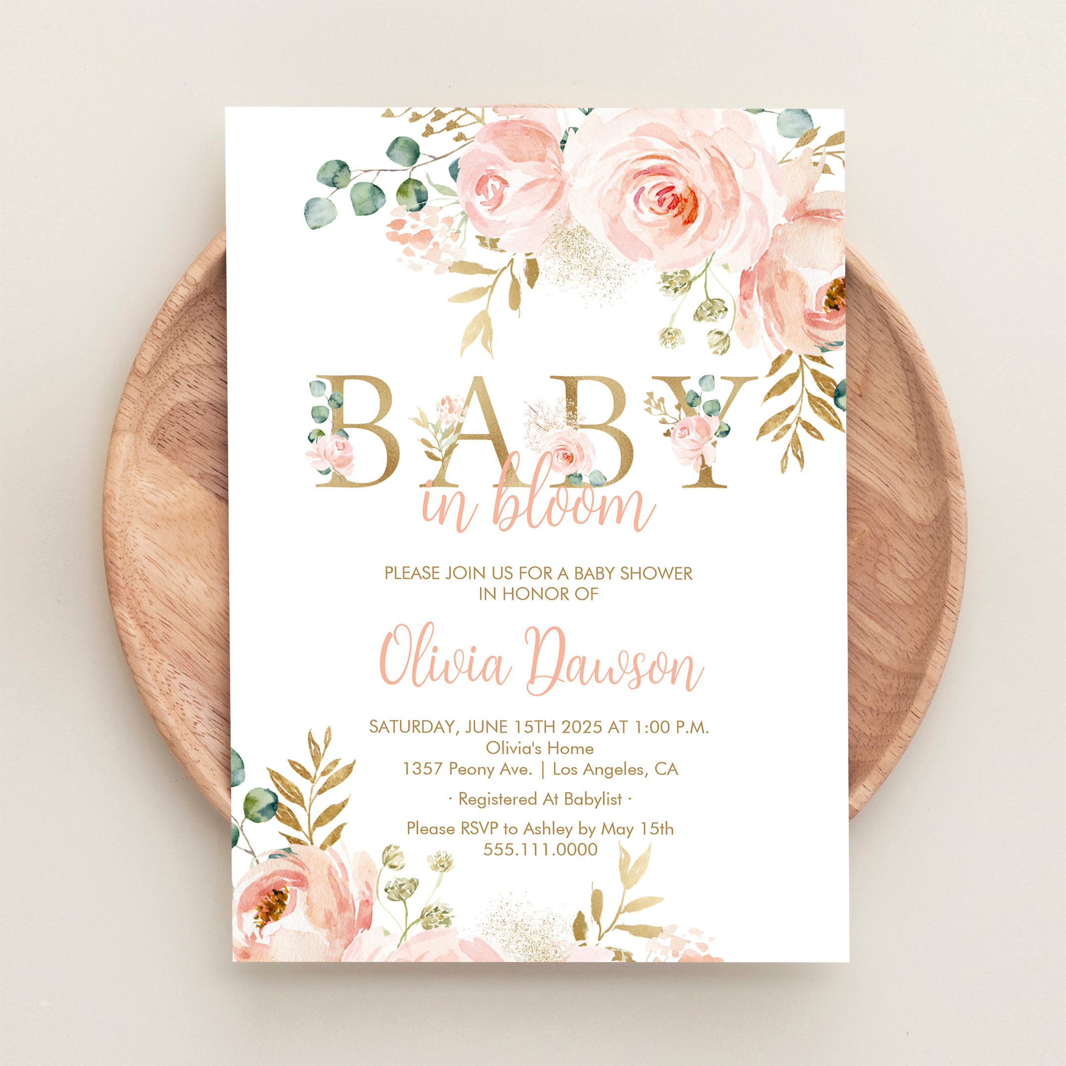 Blush Floral Baby In Bloom Spring Baby Shower Invitation - Image 7
