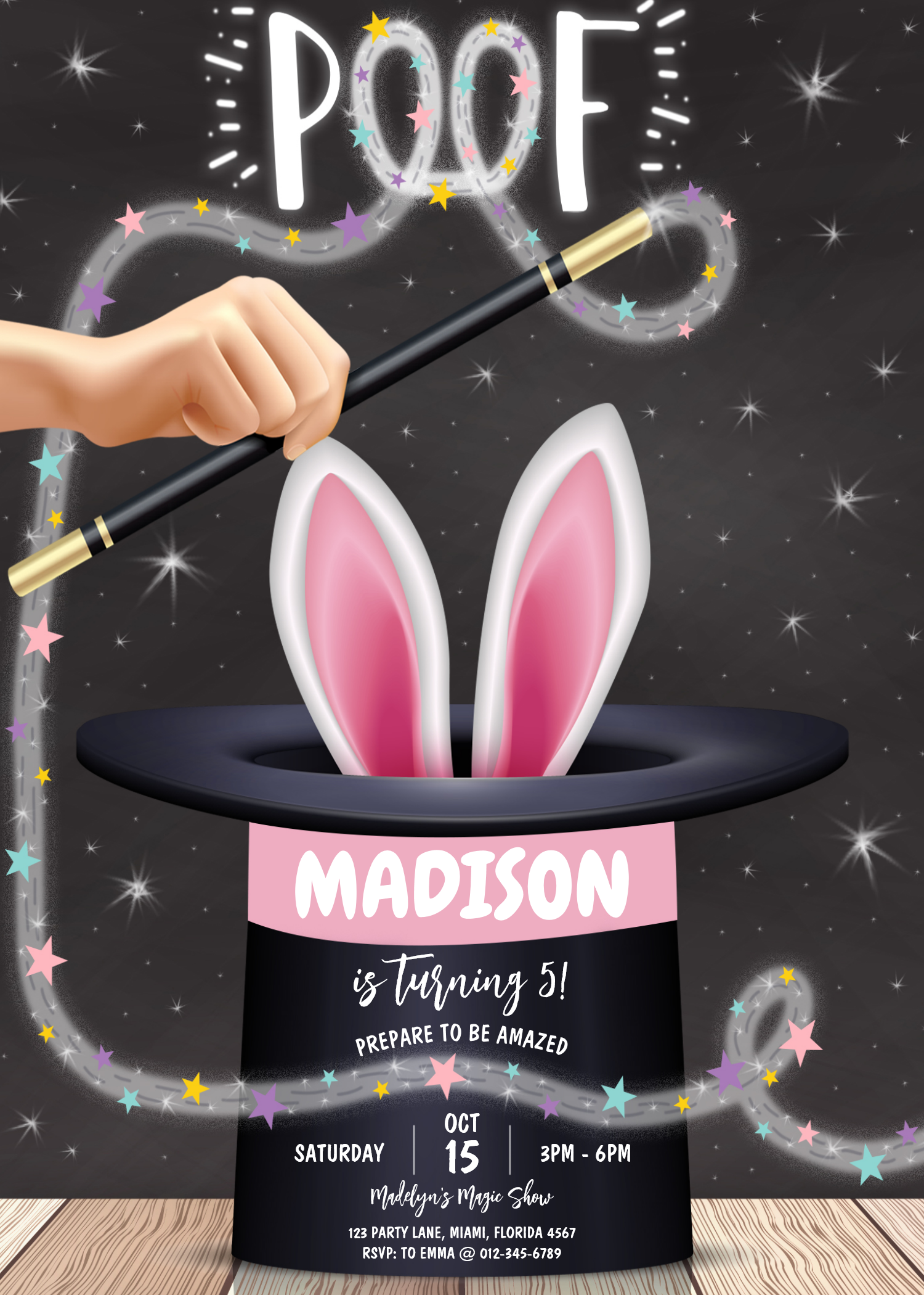 Boy Magician Show Birthday Invitation