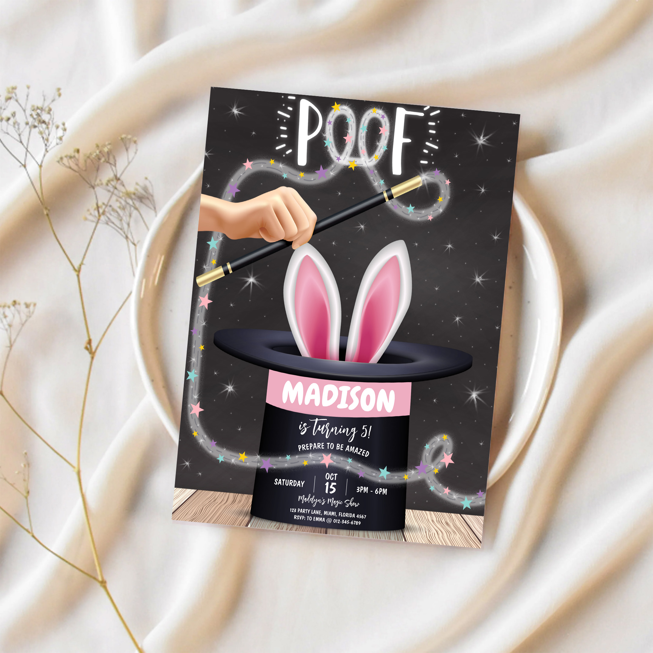 Boy Magician Show Birthday Invitation - Image 2