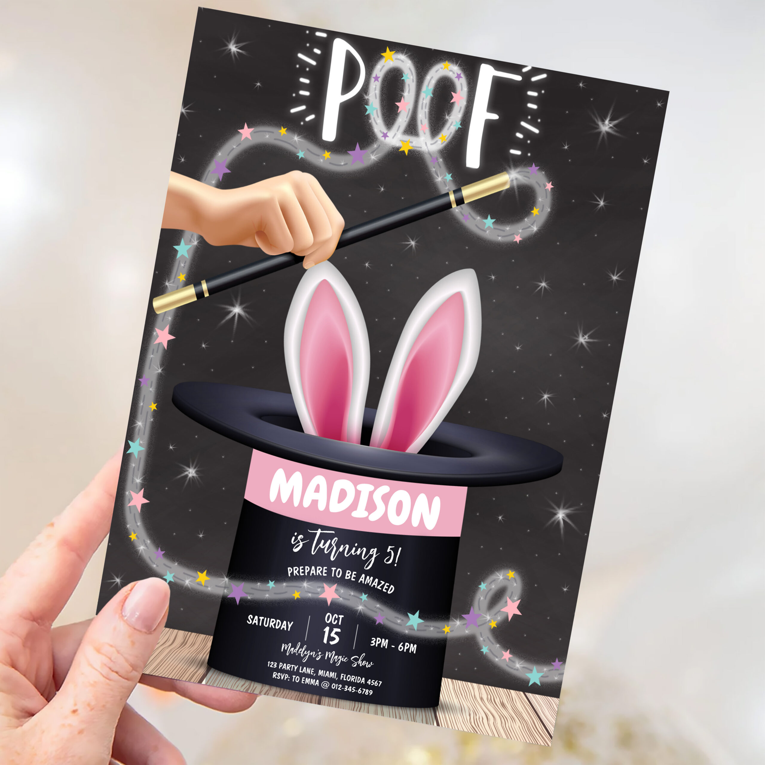 Boy Magician Show Birthday Invitation - Image 3