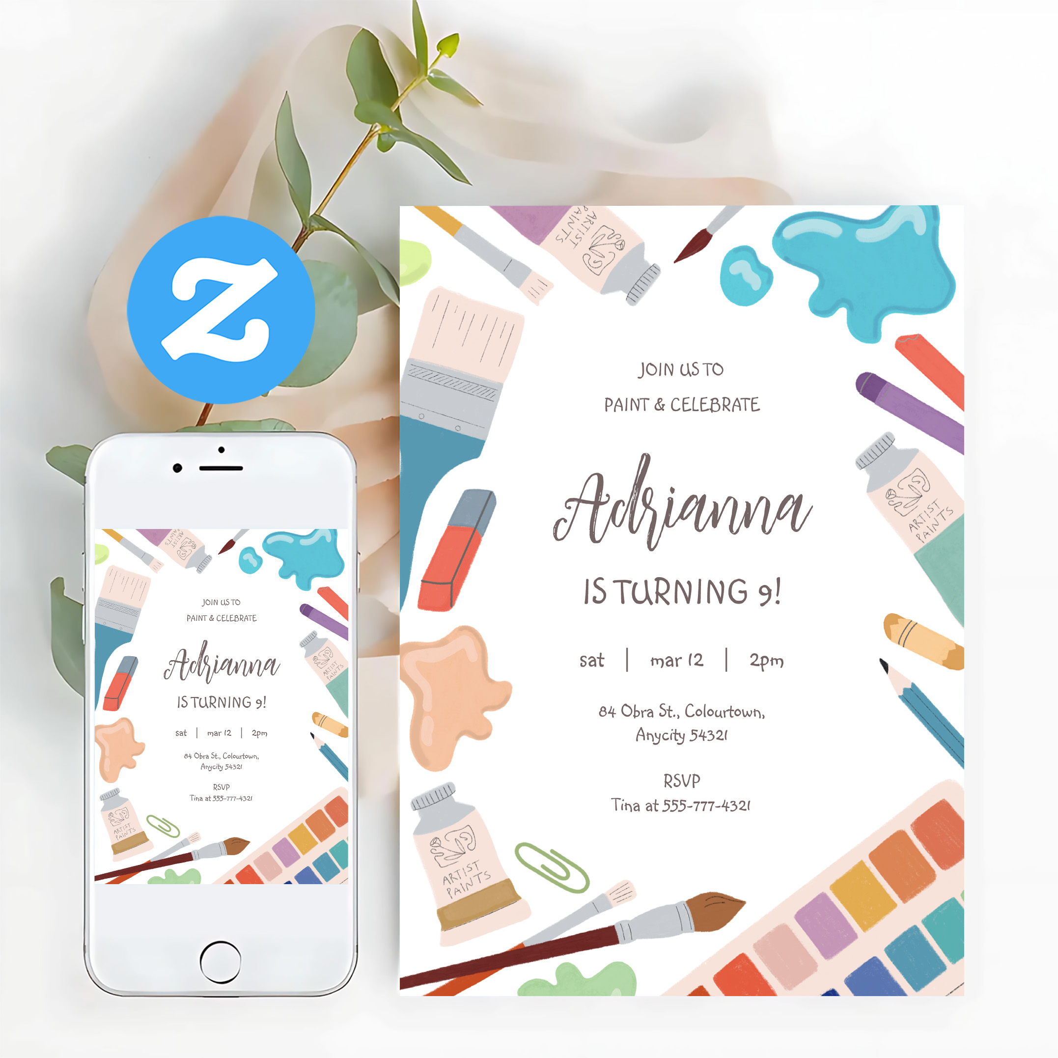 Color Painting Art Party Birthday Invitation - Image 12