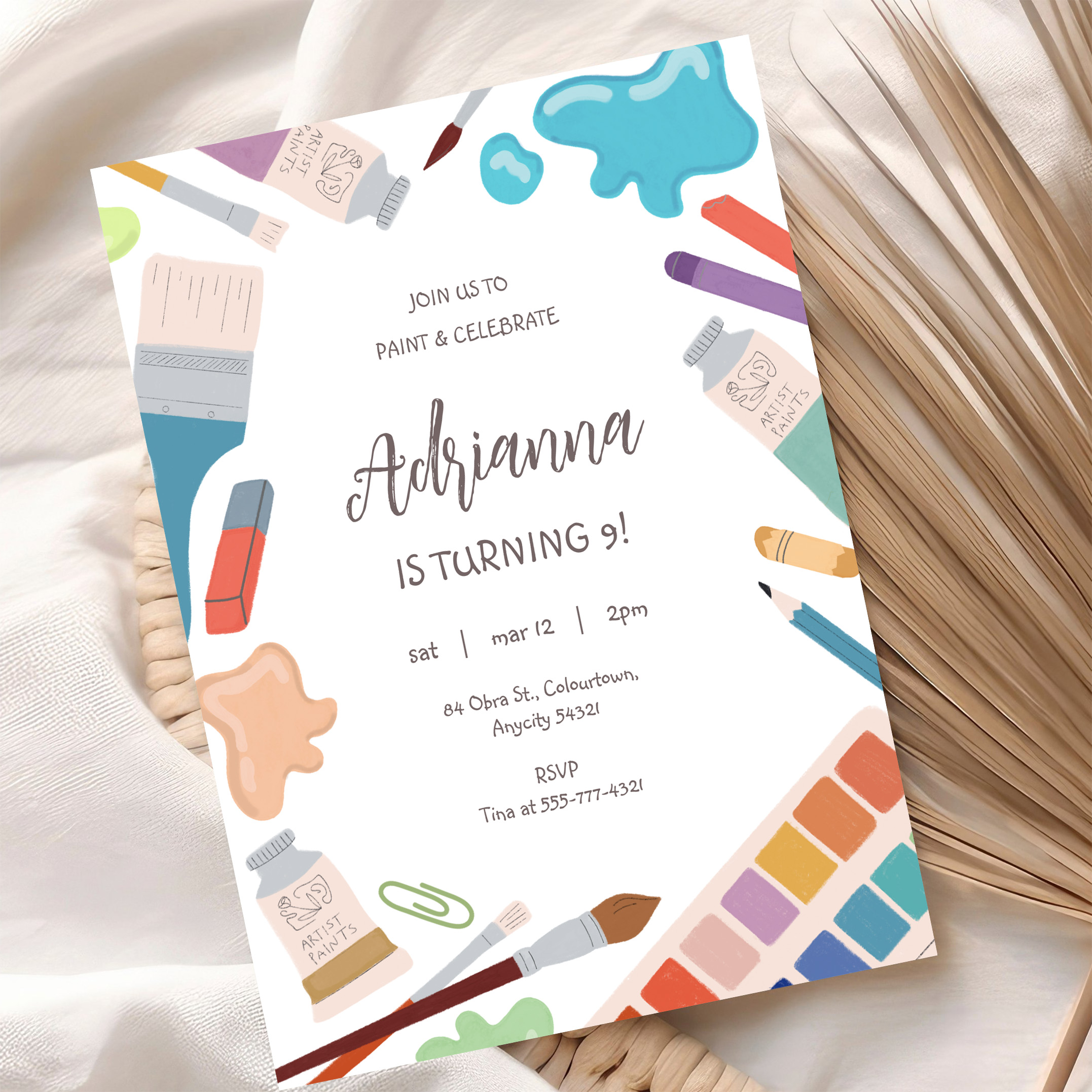 Color Painting Art Party Birthday Invitation - Image 10