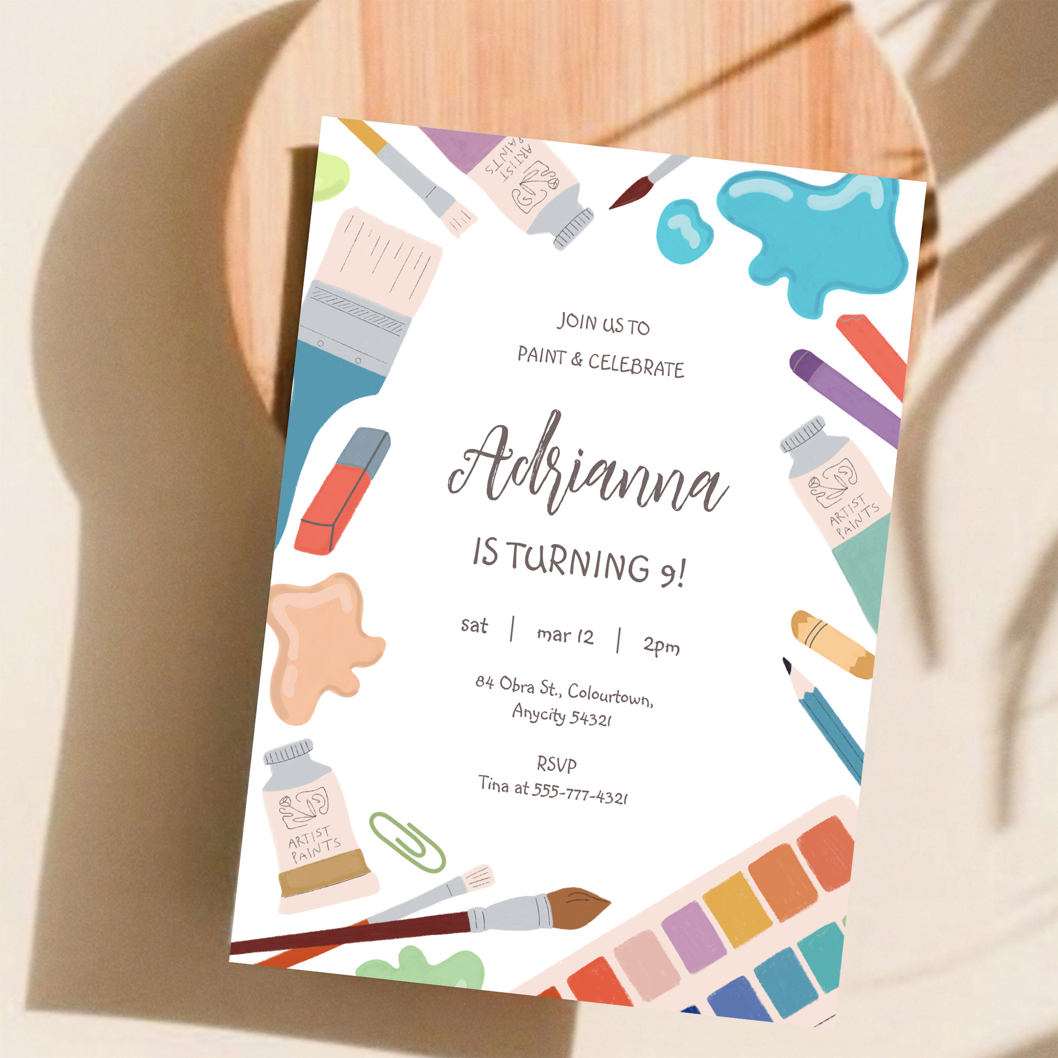 Color Painting Art Party Birthday Invitation - Image 11