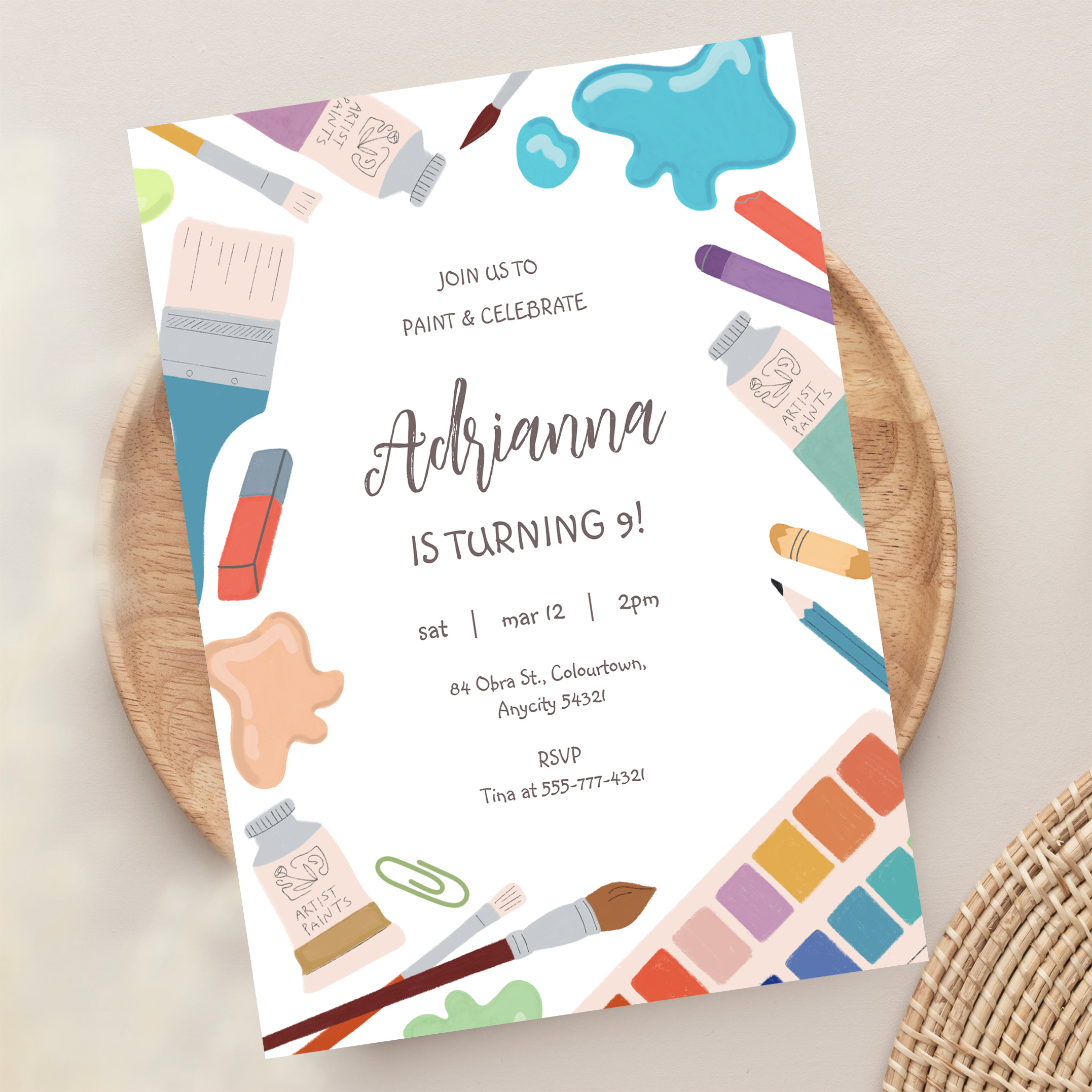 Color Painting Art Party Birthday Invitation - Image 13