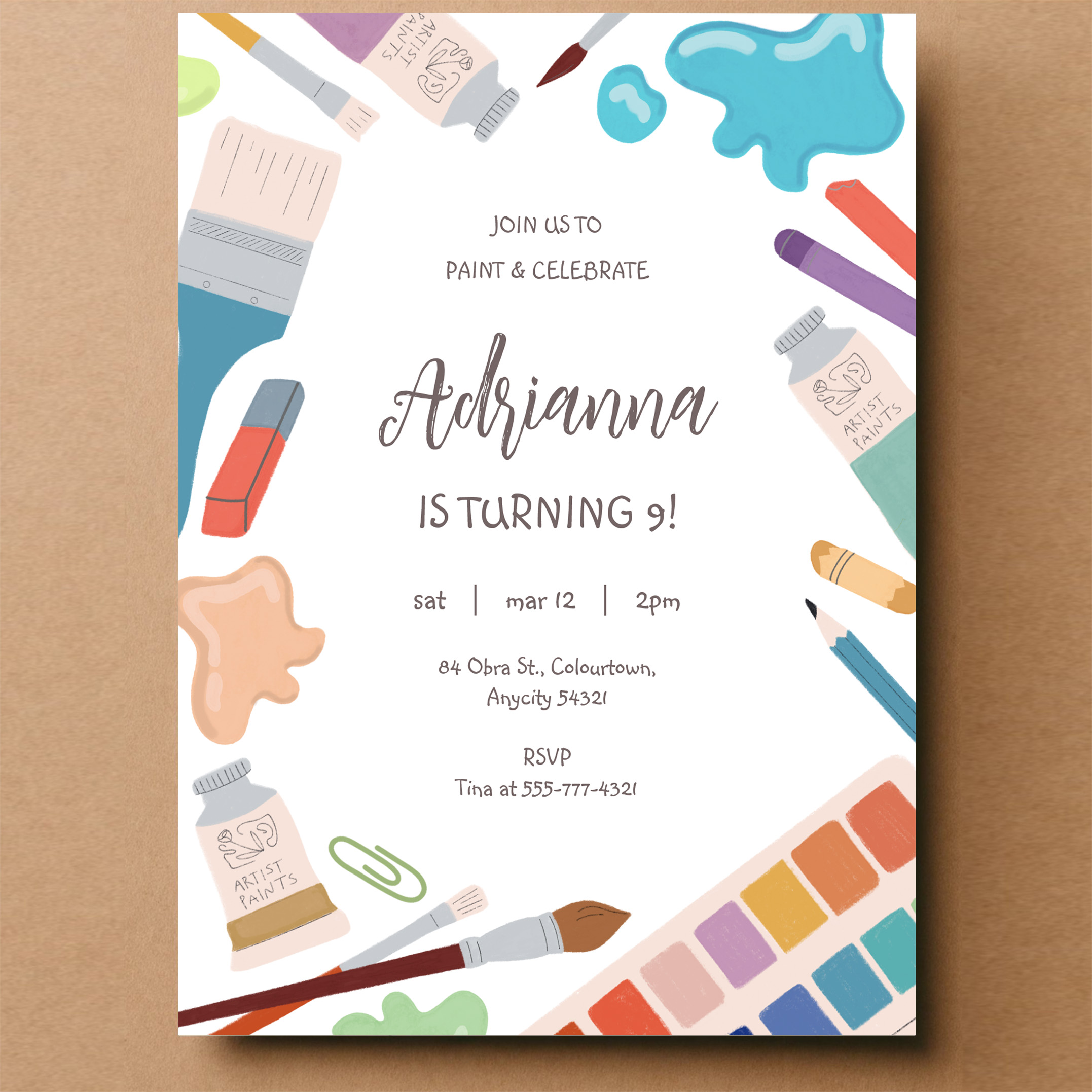 Color Painting Art Party Birthday Invitation - Image 14
