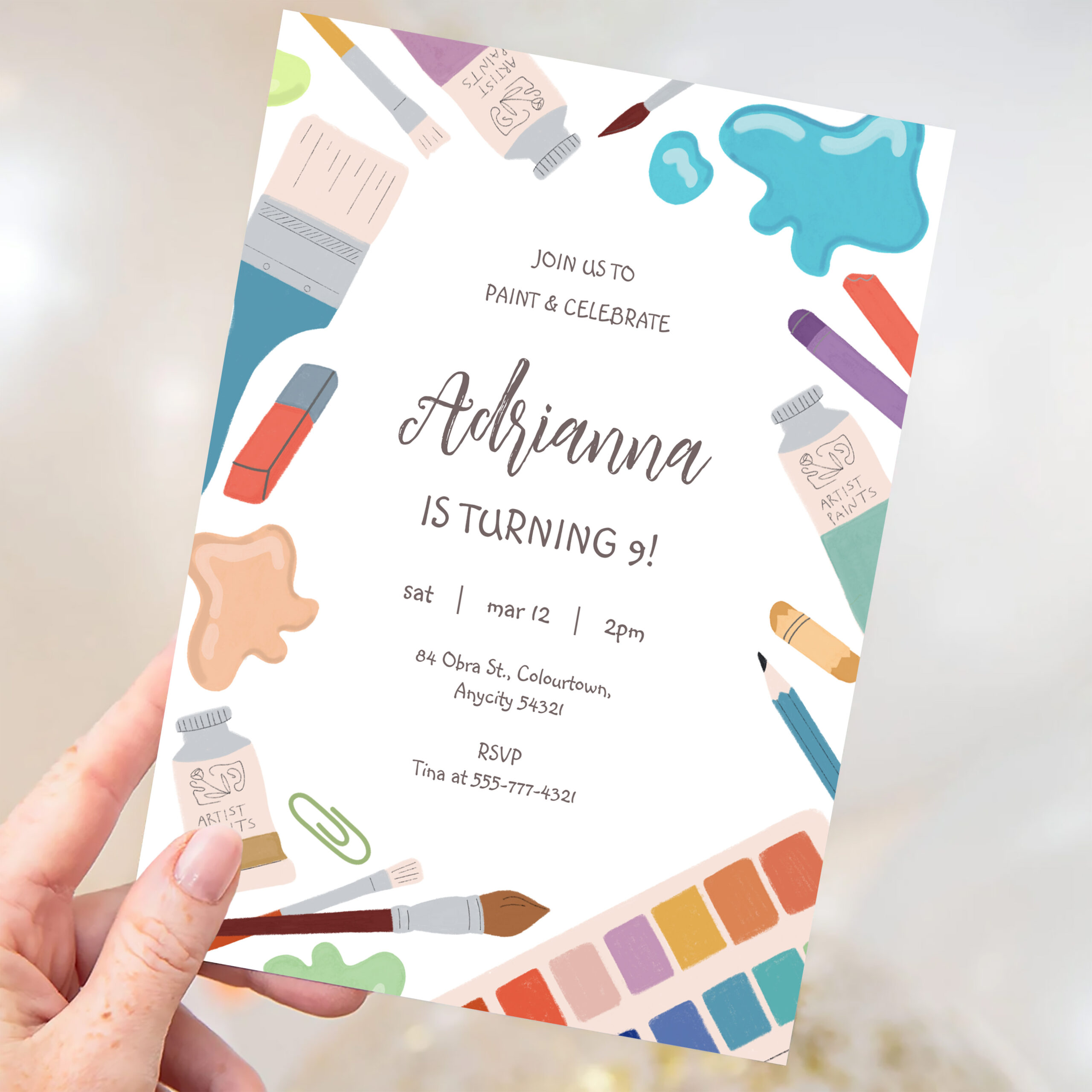 Color Painting Art Party Birthday Invitation - Image 3